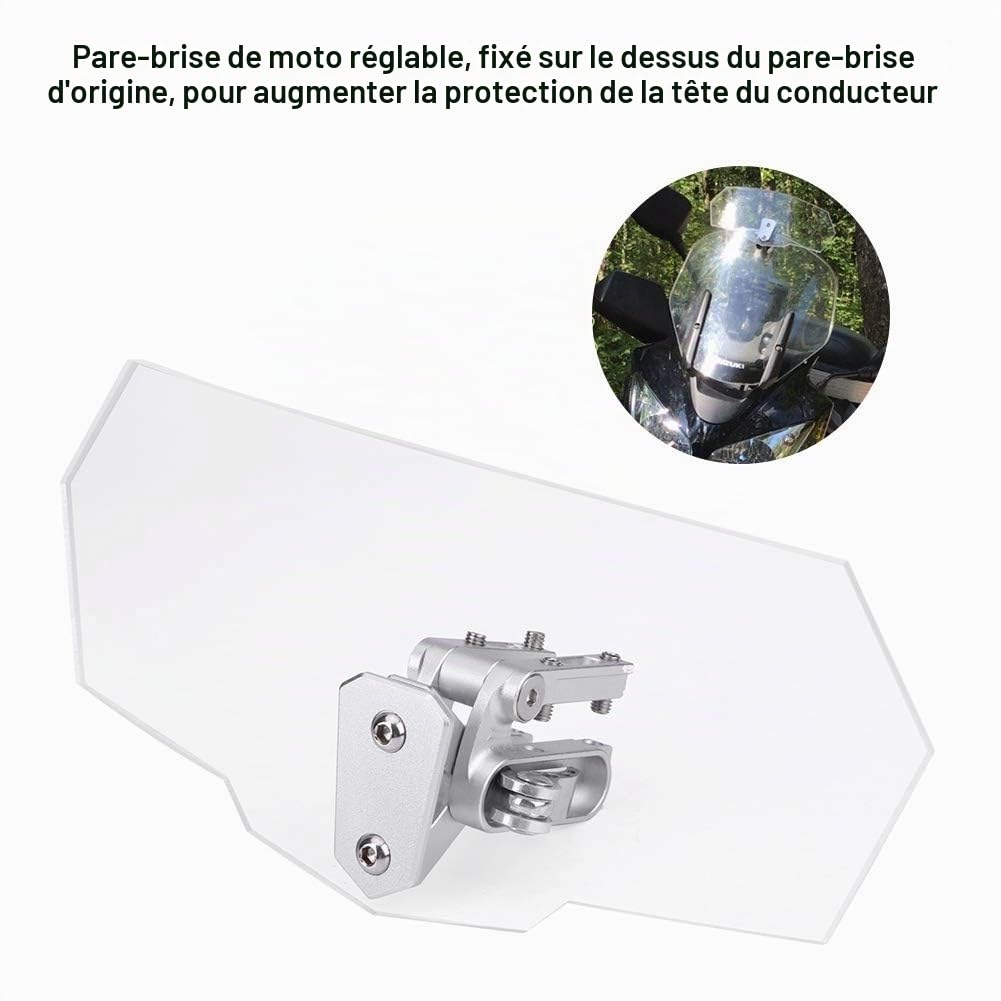 Ejoyous Pare-brise moto transparent réglable universel polycarbonate