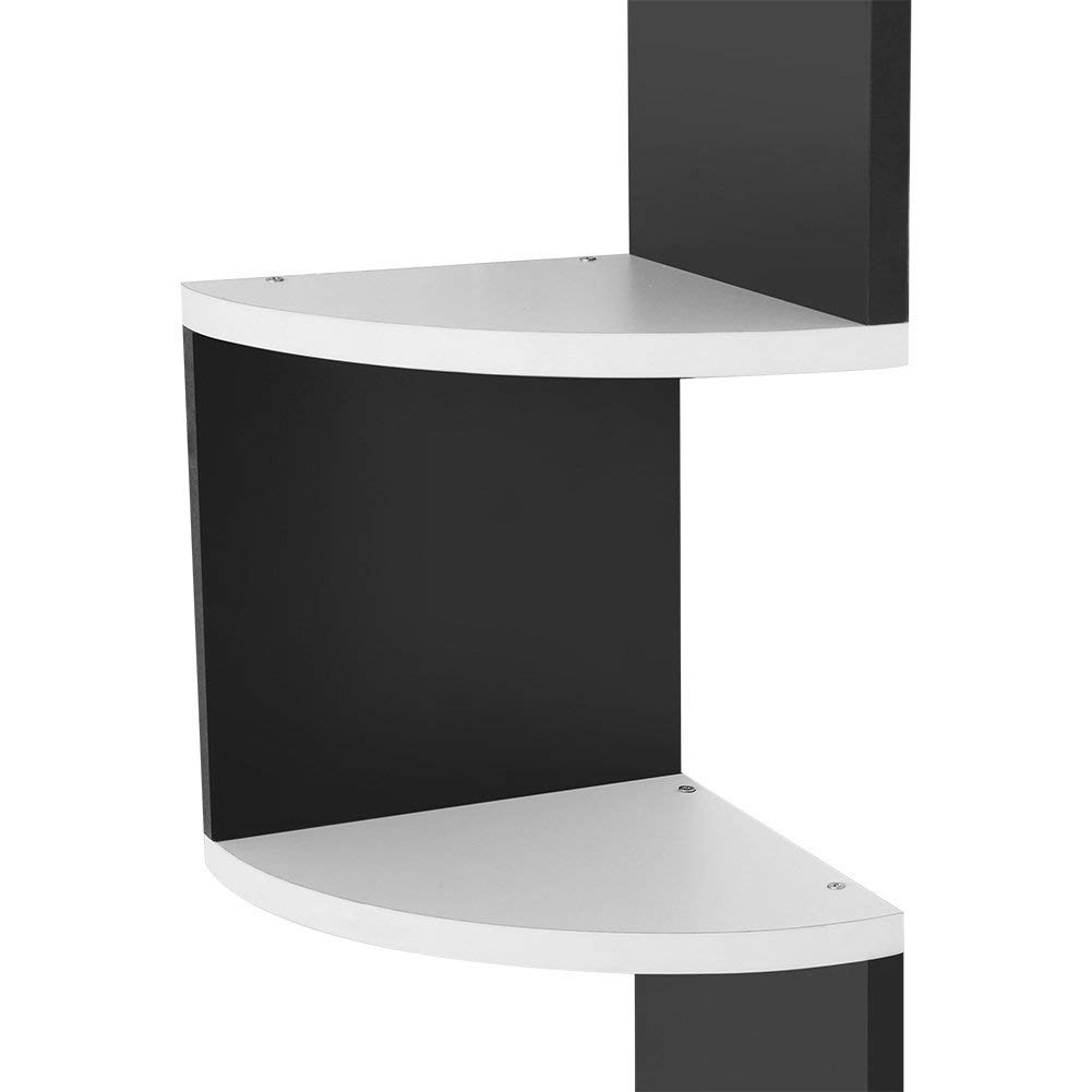 Ejoyous Living Room étagère angle murale bois 5 niveaux noir