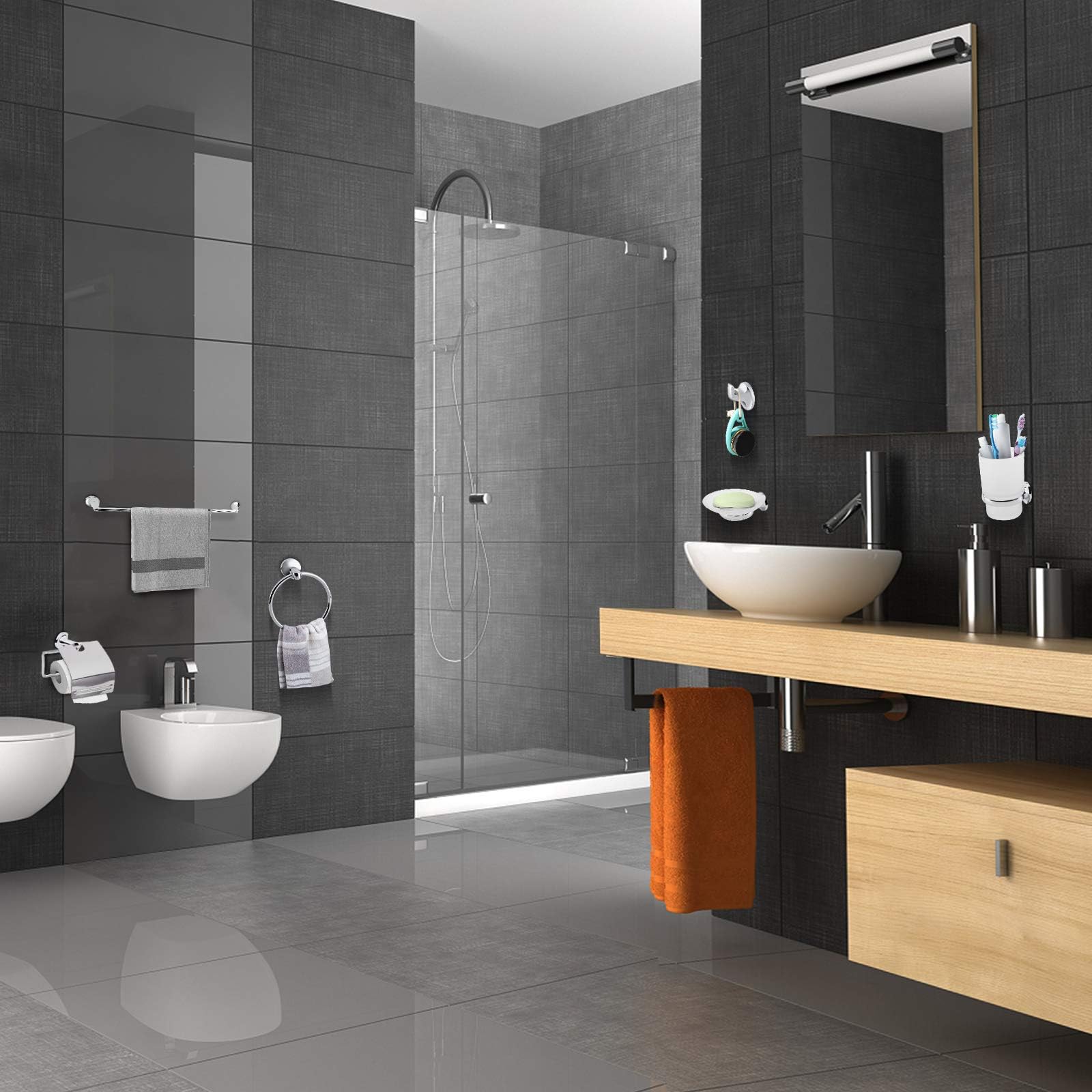 Ejoyous Bathroom kit accessoires salle de bain 6 pièces chrome