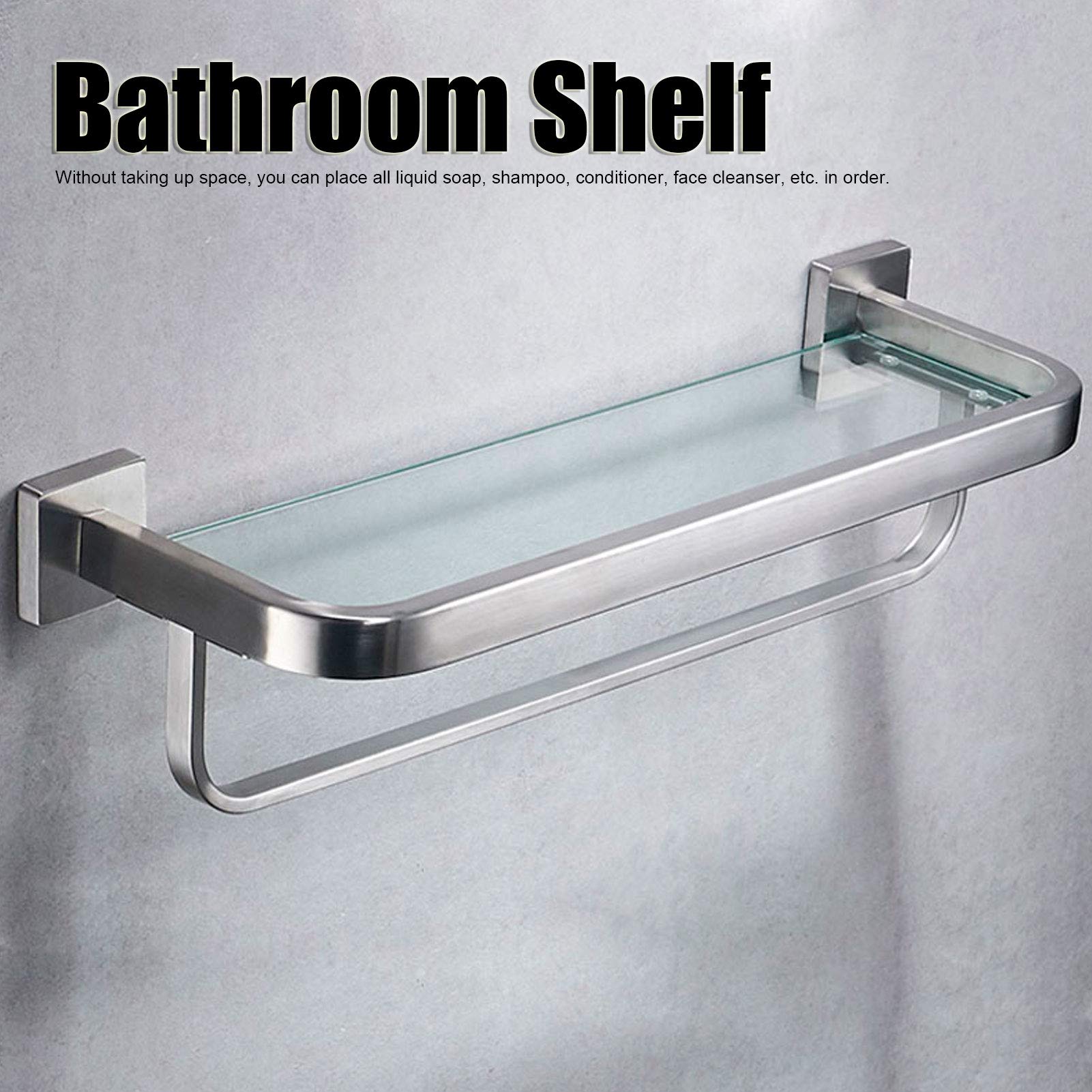 Ejoyous Bathroom étagère verre salle de bain 40 cm inox