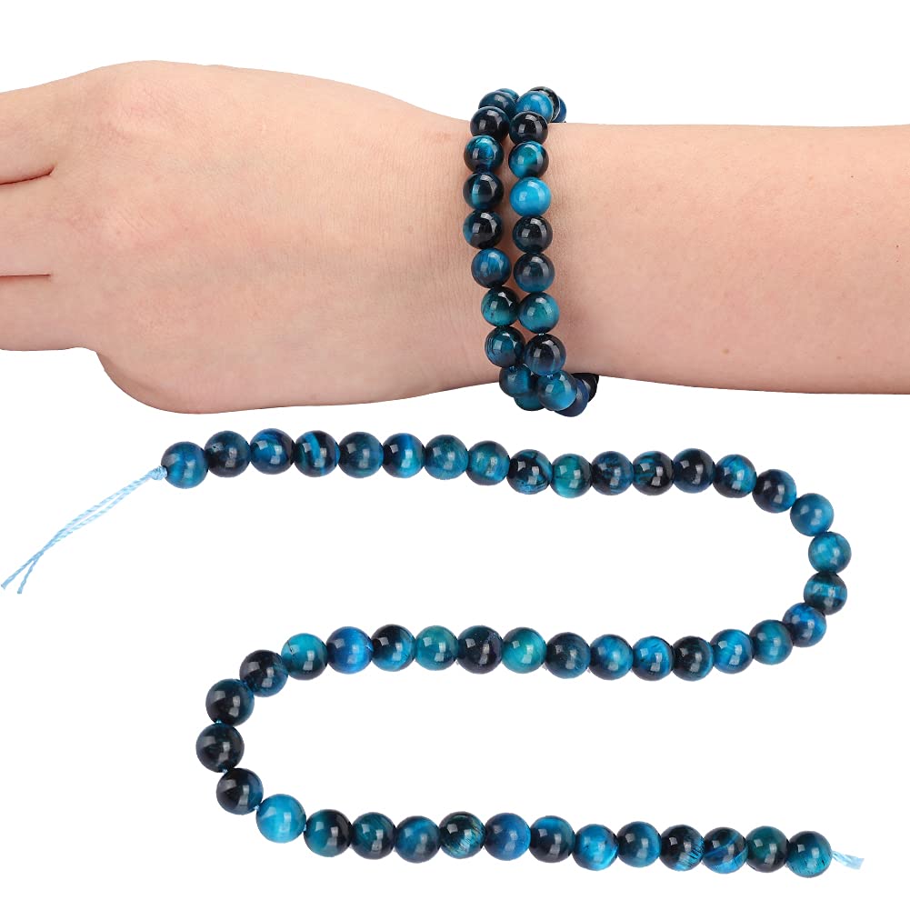 Tissting DIY perles œil de tigre bleu 8 mm 48 pièces