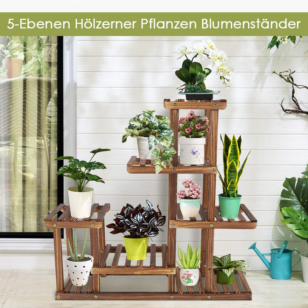 Ejoyous Garden étagère fleurs bois pin 72x72 cm