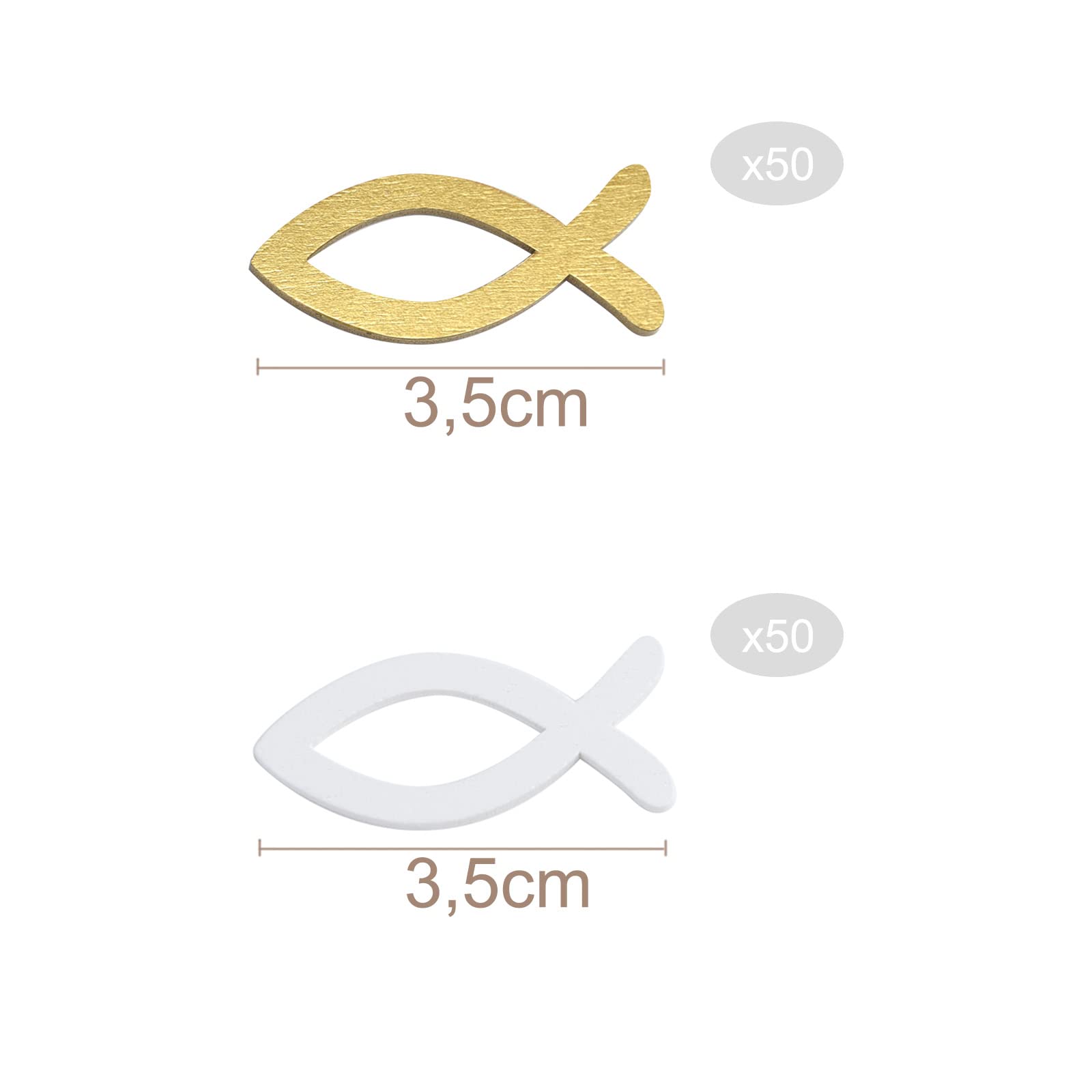 FEPITO Party Decorations poissons bois blanc or 3,5cm x100