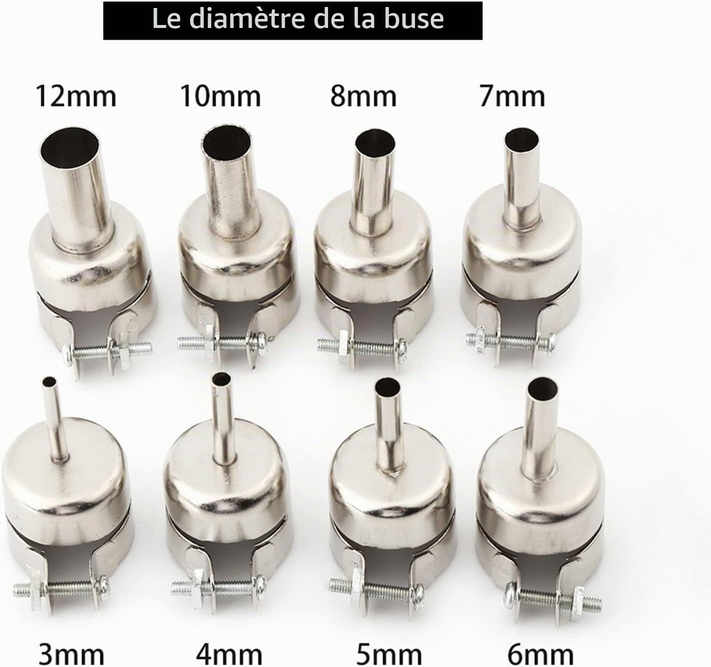 FTVOGUE Buses Pistolet Chaleur Inox 3-12mm Lot 8 Ronde