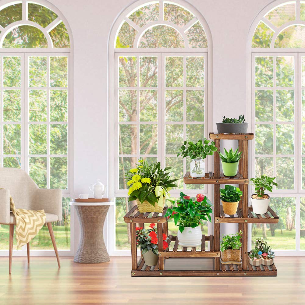 Ejoyous Garden étagère à fleurs bois de pin 72 cm