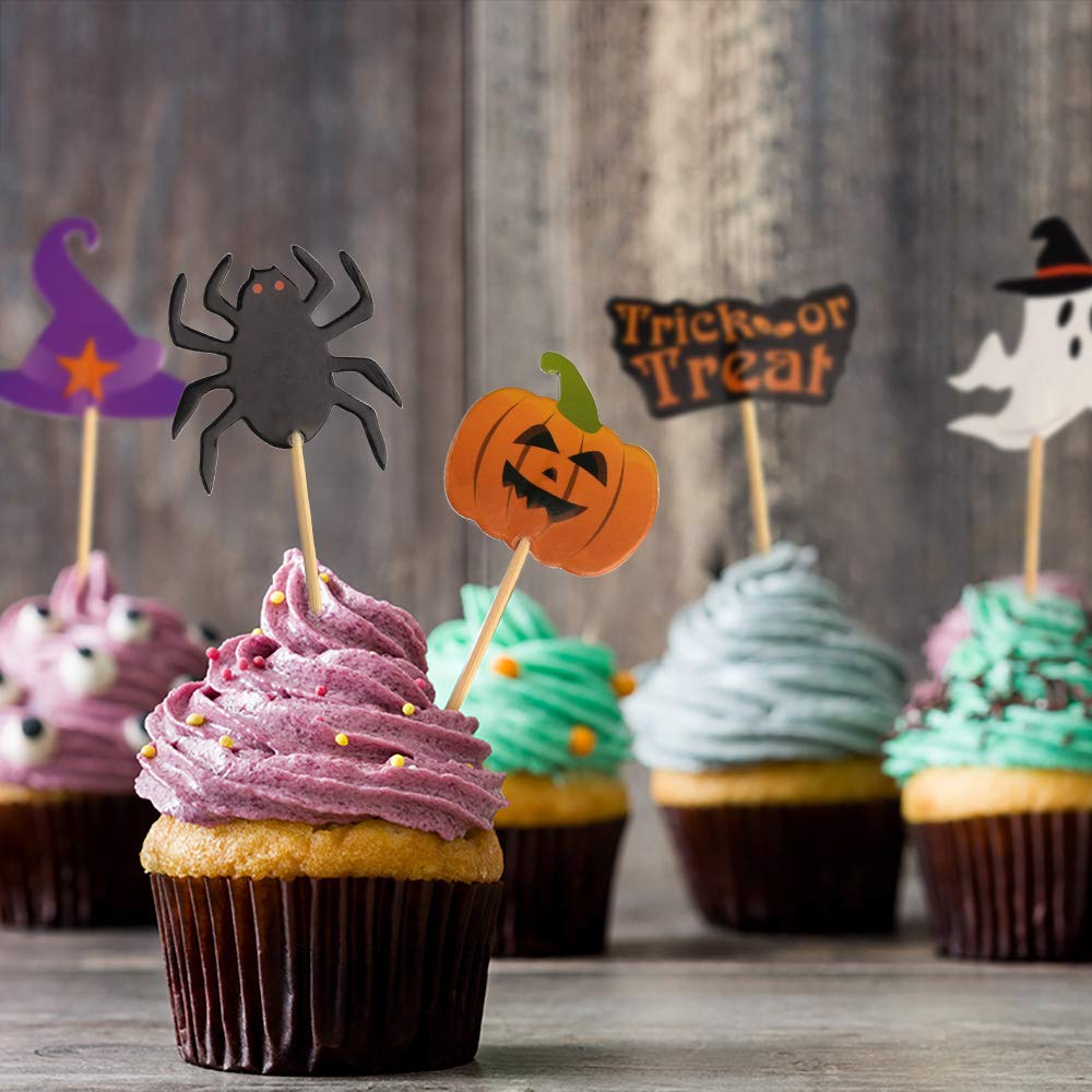 FEPITO Halloween cupcake topper cure-dent x60 décor