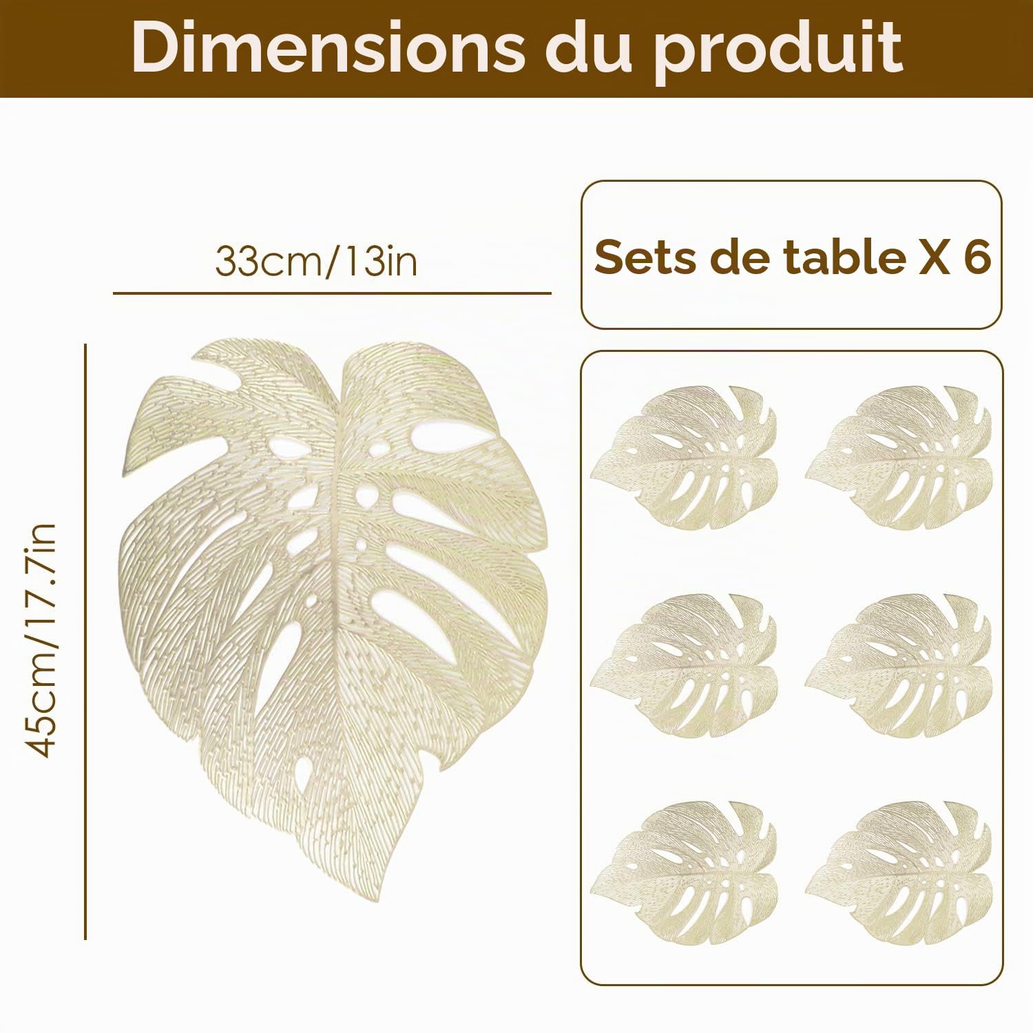 Tissting Home Decoration set 6 sets table doré 33x45