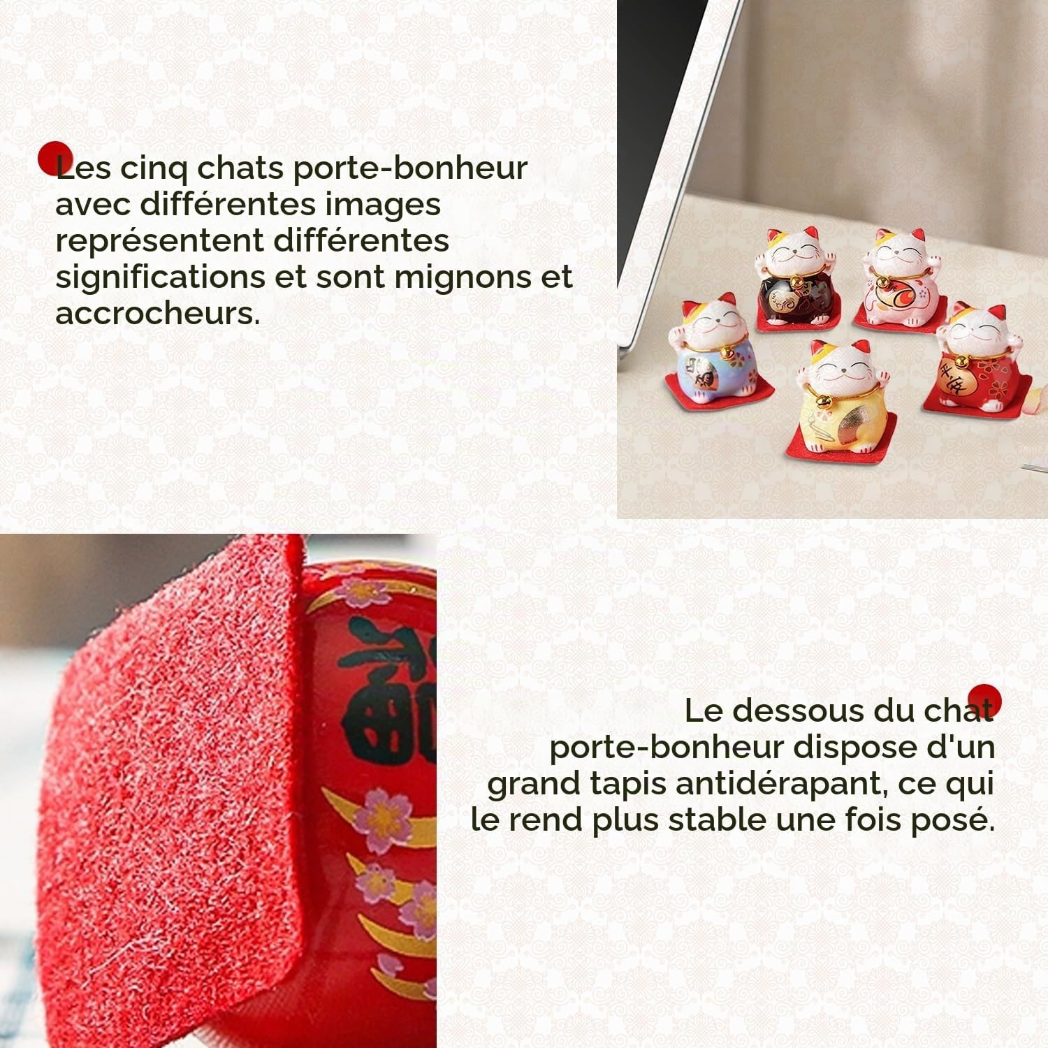 Tissting Home Decoration maneki neko figurines lot 5 couleurs