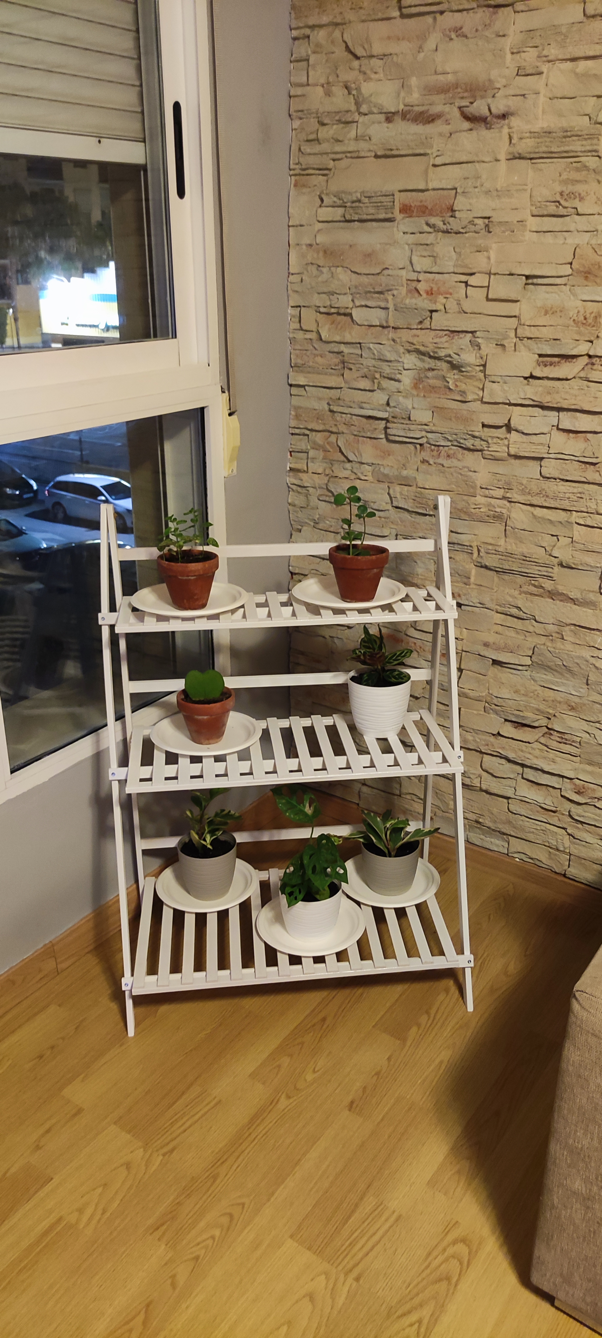 Ejoyous Étagère Plantes Bambou 3 Niveaux 70x40x96 Pliable