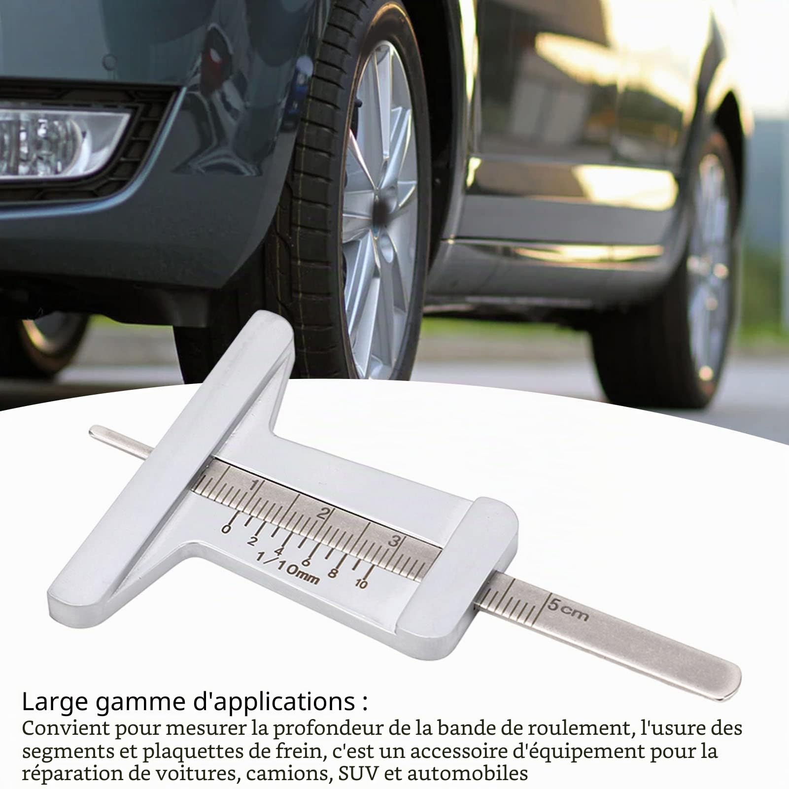 FTVOGUE Jauge Profondeur 0-50mm Acier Inox Pneu