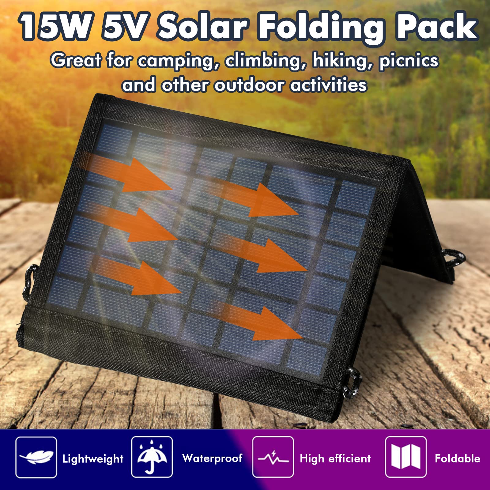 Jadeshay Solaire Photovoltaïque 15W panneau solaire pliable USB
