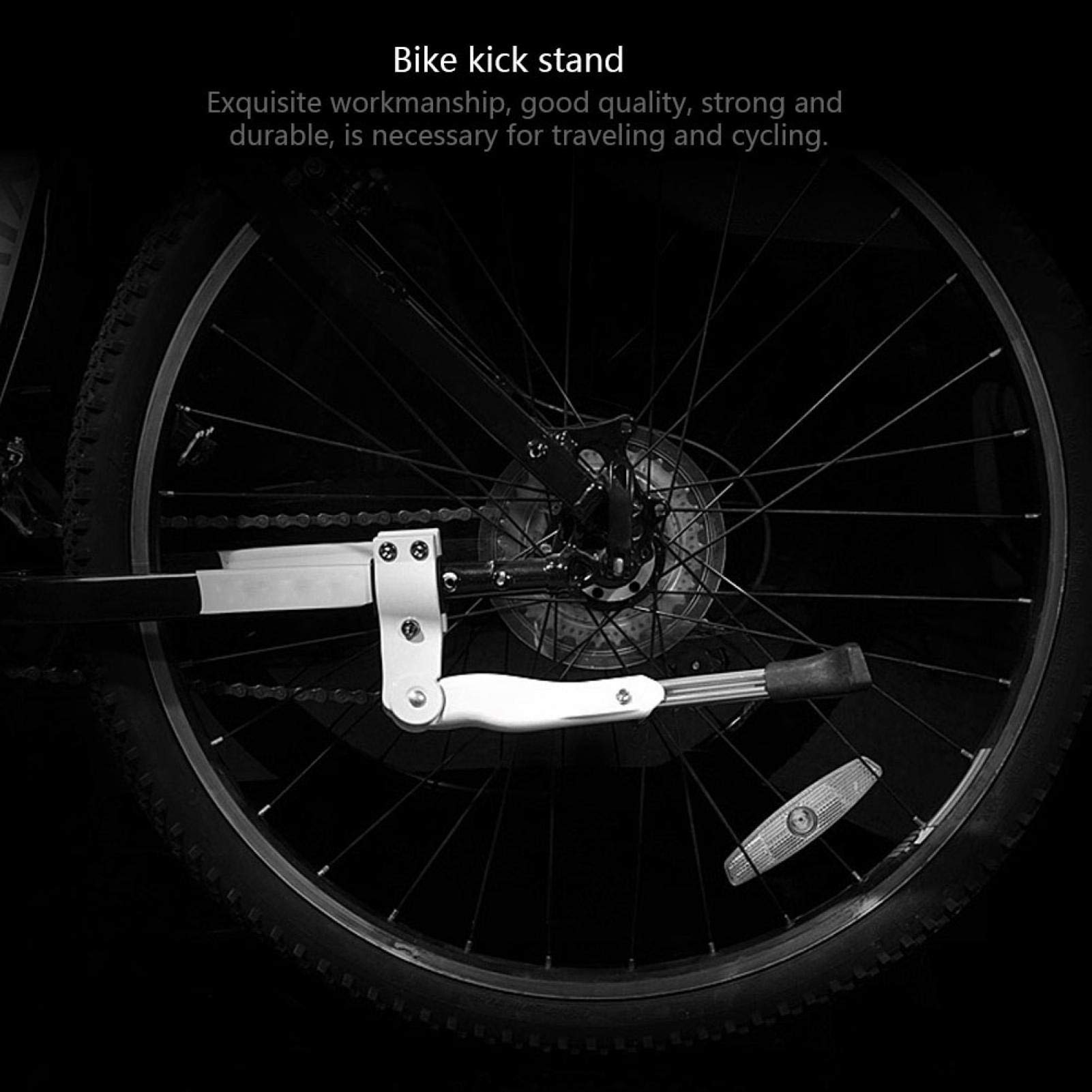 Tissting Béquille Vélo Alu béquille réglable 16-26 pouces blanc