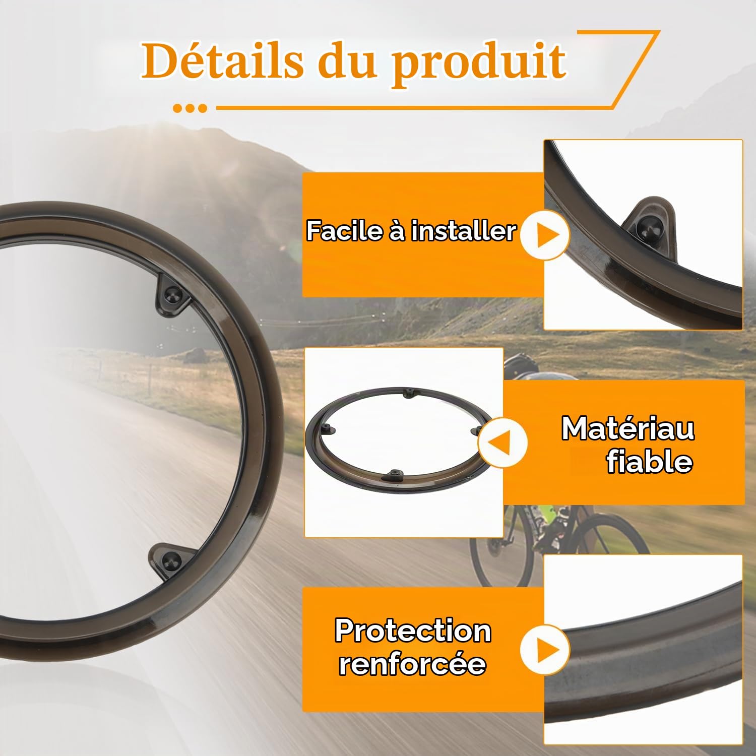 Tissting garde-chaîne vélo plateau plastique noir 4 trous