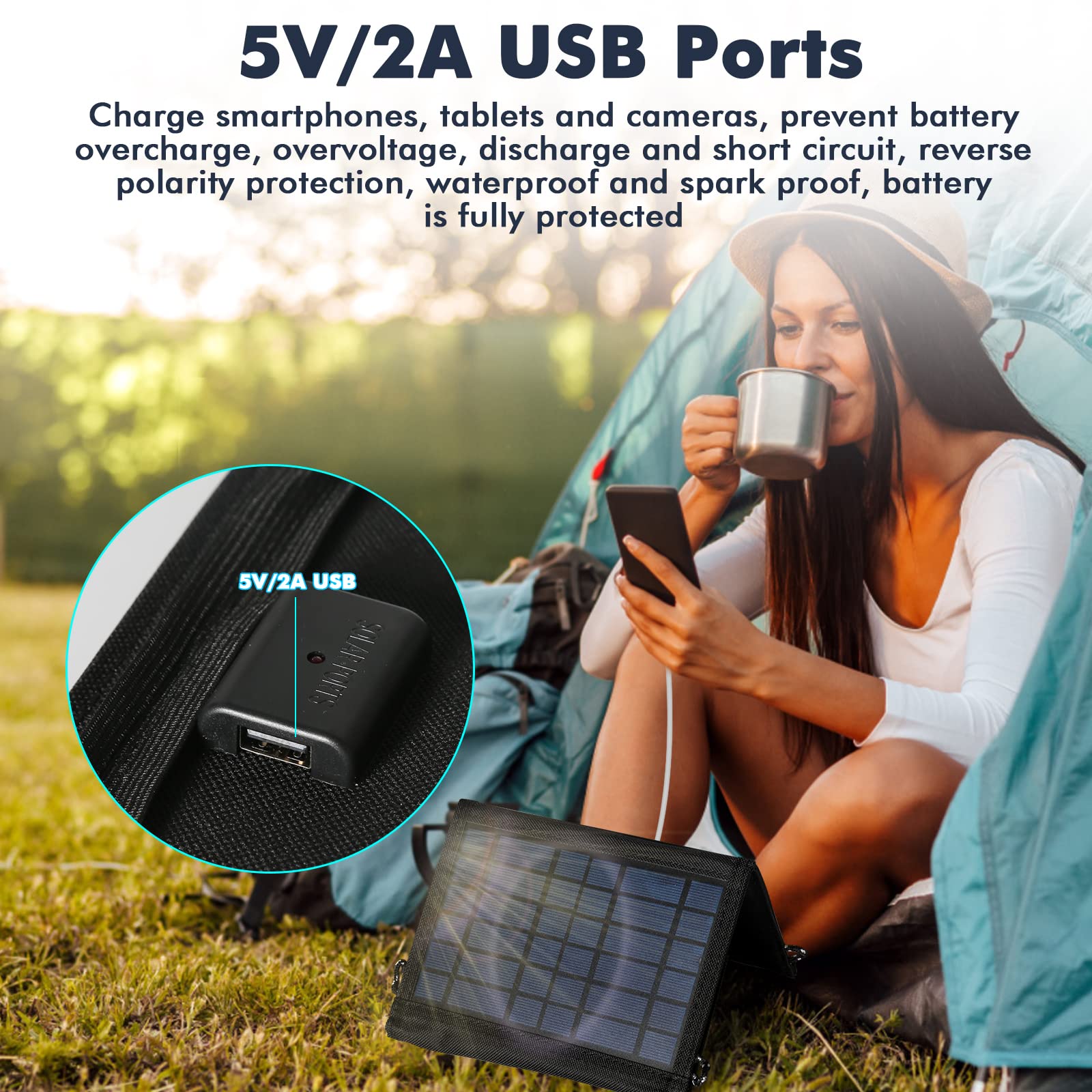 Jadeshay Solaire Photovoltaïque 15W panneau solaire pliable USB