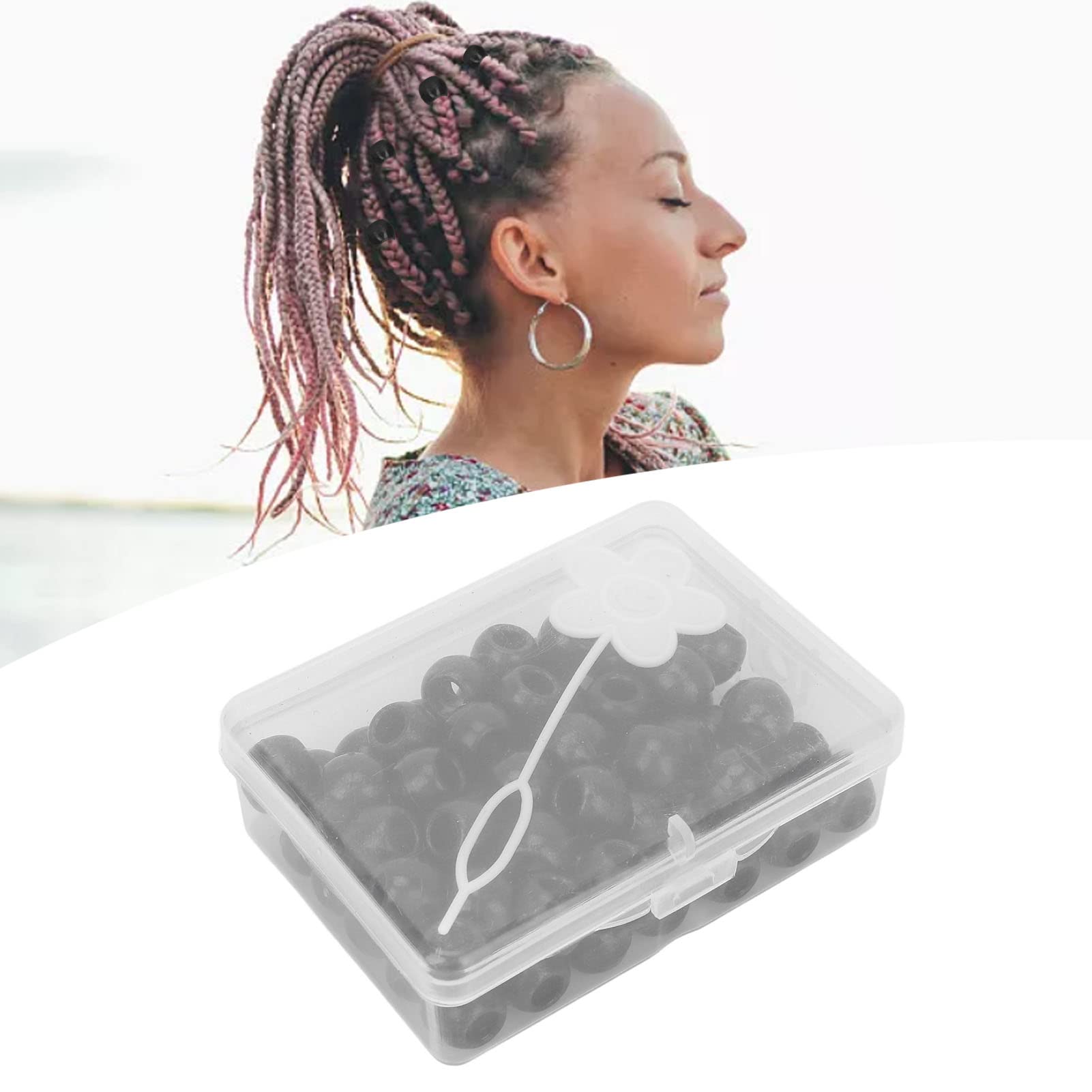 Tissting Perles Barbe Dreadlocks Plastique Noir 70 Pièces
