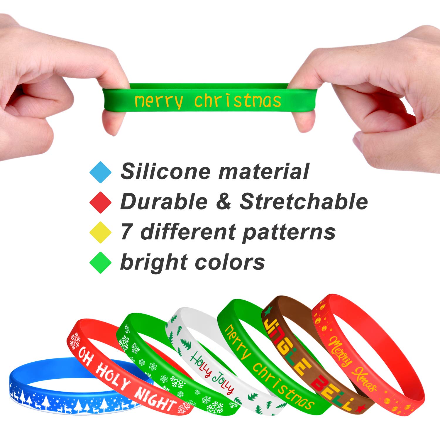 FEPITO Lot 42 Bracelets Silicone Noël Enfant 7 Motifs