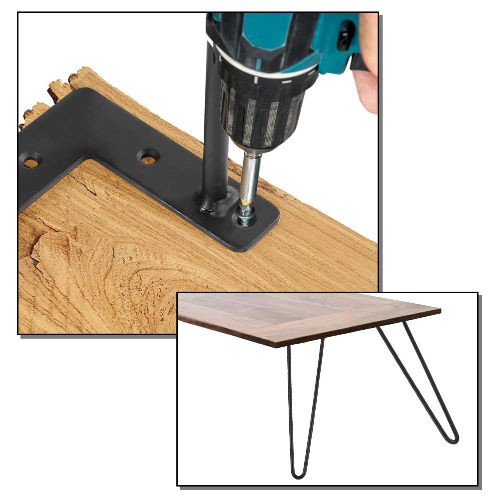 Ejoyous Home Improvement Tool pied table épingle 72 cm noir lot 4 métal