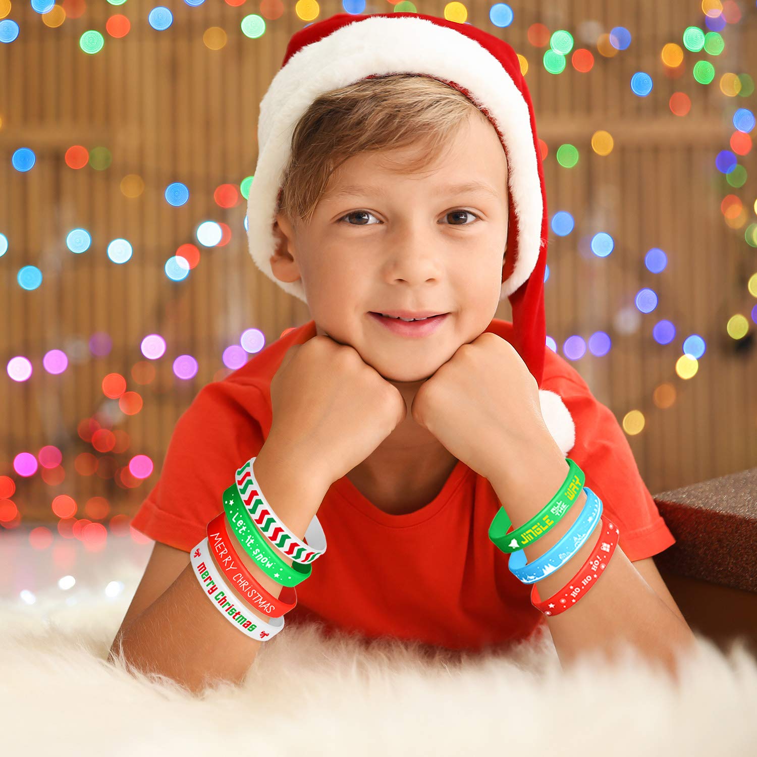 FEPITO Party Decorations bracelets silicone Noël lot 70