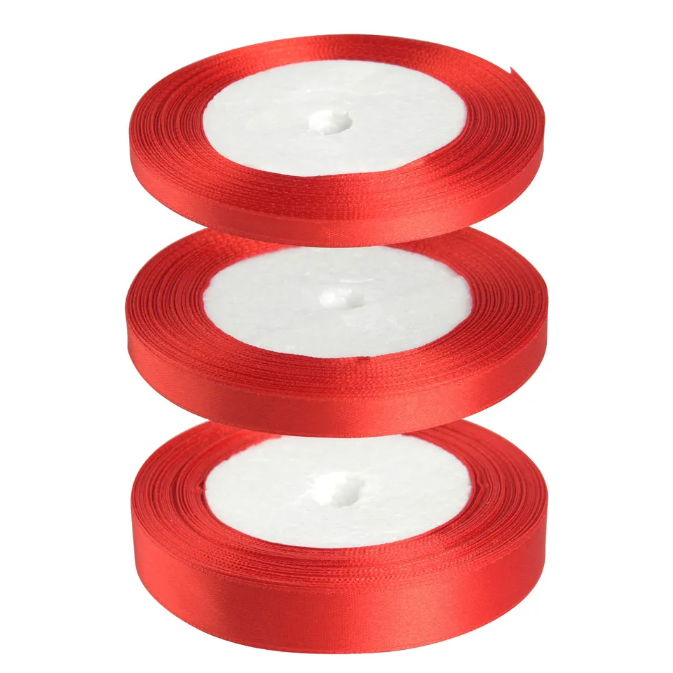 FEPITO ruban satin rouge 3 rouleaux 6/10/15mm 23m