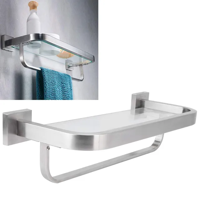 Ejoyous Bathroom étagère verre salle de bain 40 cm inox