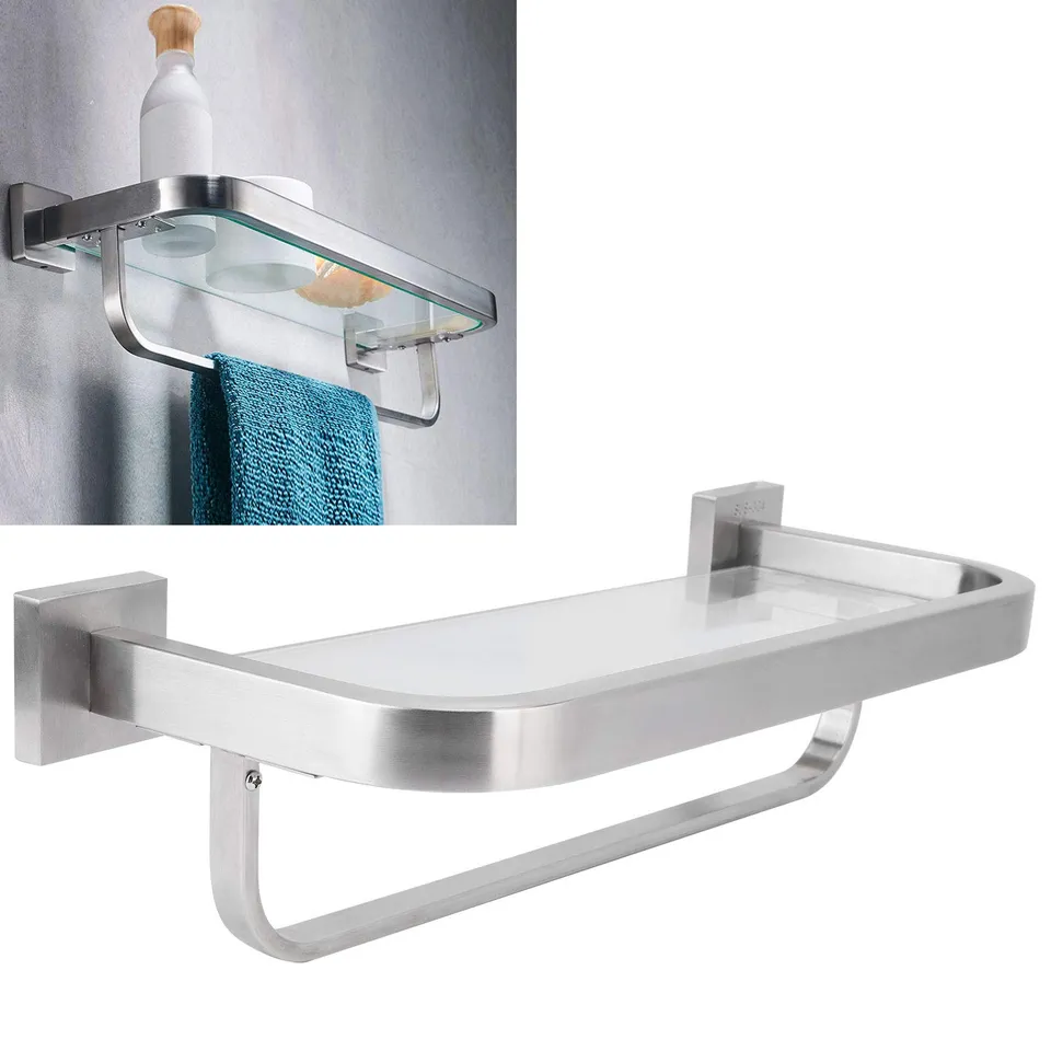 Ejoyous Bathroom étagère verre salle de bain 40 cm inox