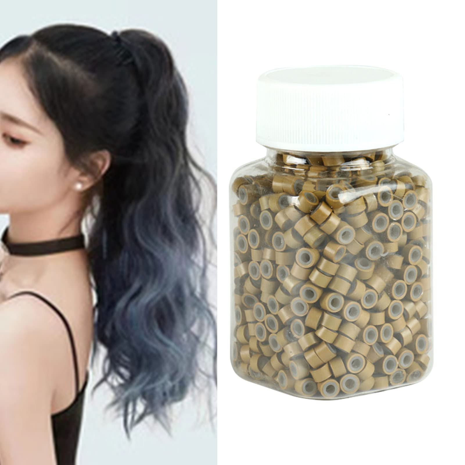 Tissting Micro Anneaux Extensions Cheveux Brun Clair 500 Pcs Silicone