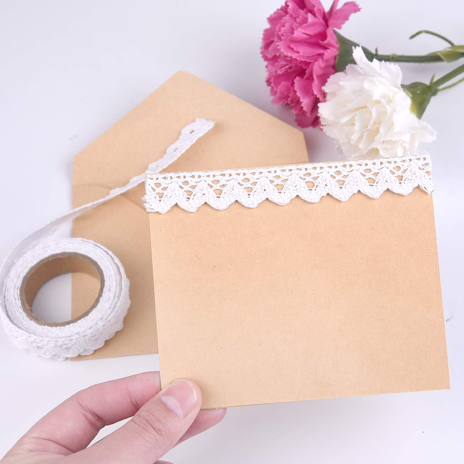 FEPITO Ruban Dentelle Blanc Adhésif 15 mm x 3,4 m Lot 2