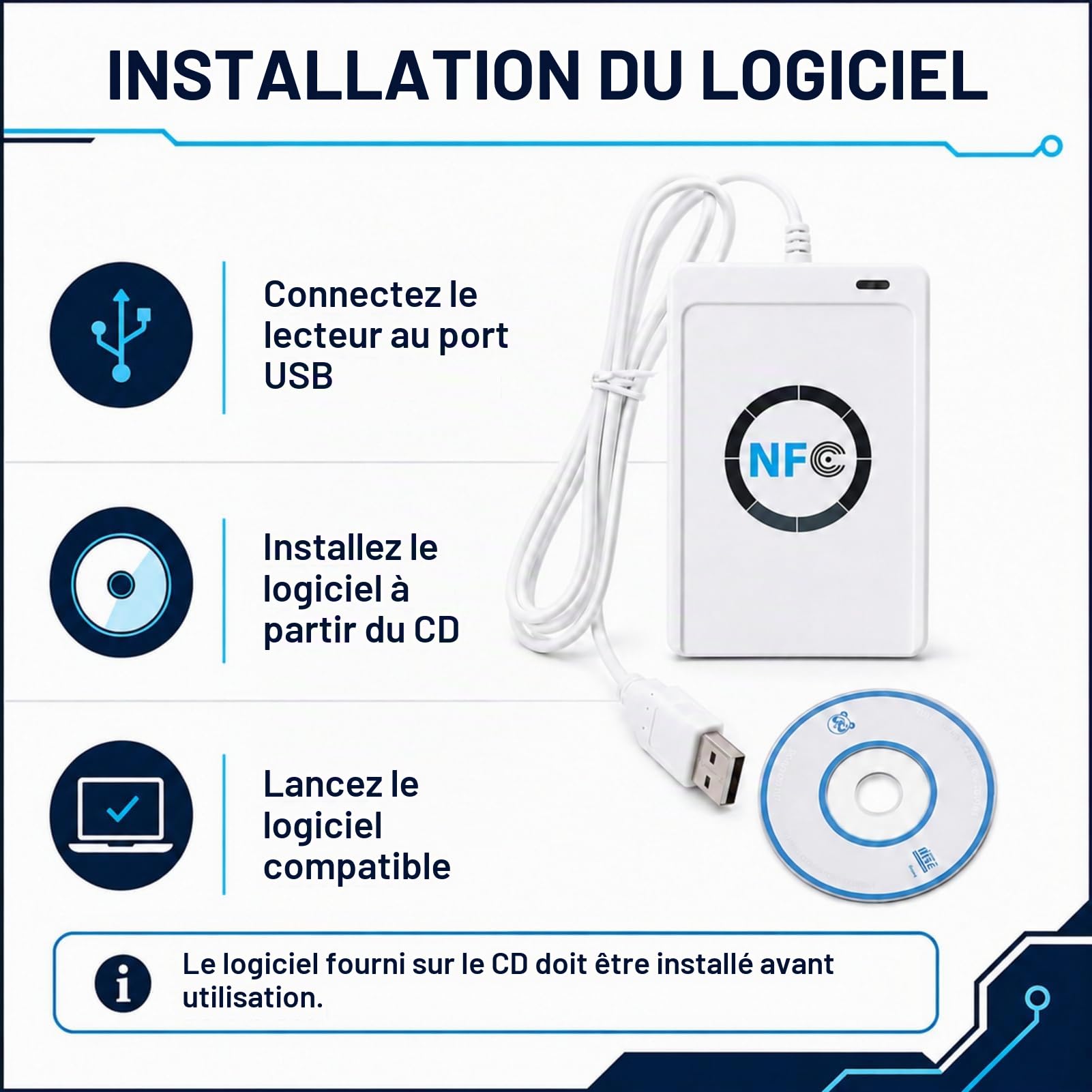 Jadeshay Installation Électrique lecteur NFC ACR122U USB