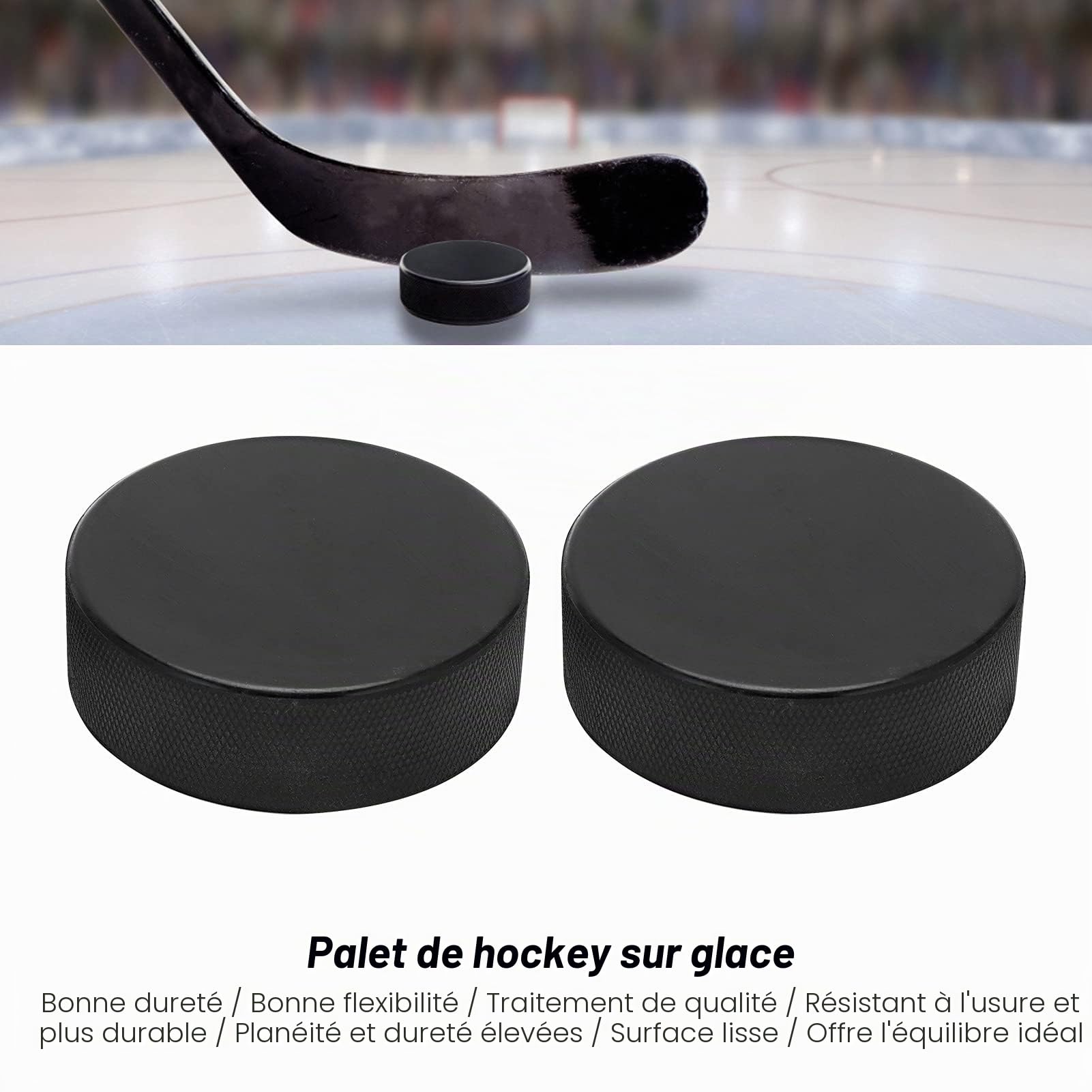 Tissting OUTDOOR Lot 2 Palets Hockey sur Glace Caoutchouc