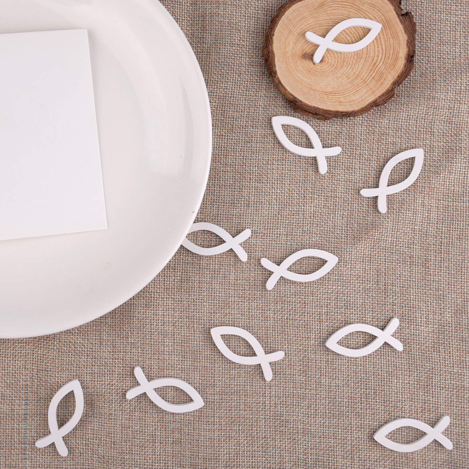 FEPITO Party Decorations poisson bois blanc 180 pcs décoration