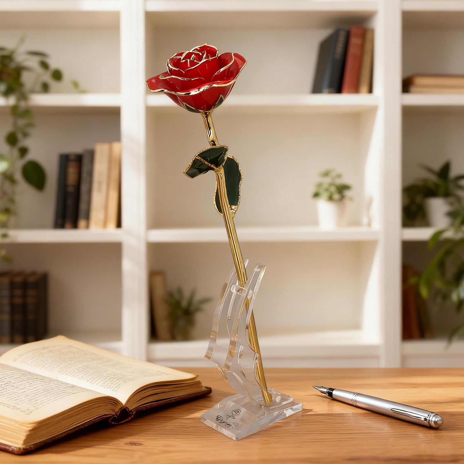 Ejoyous Living Room rose or 24K jaune doré avec support
