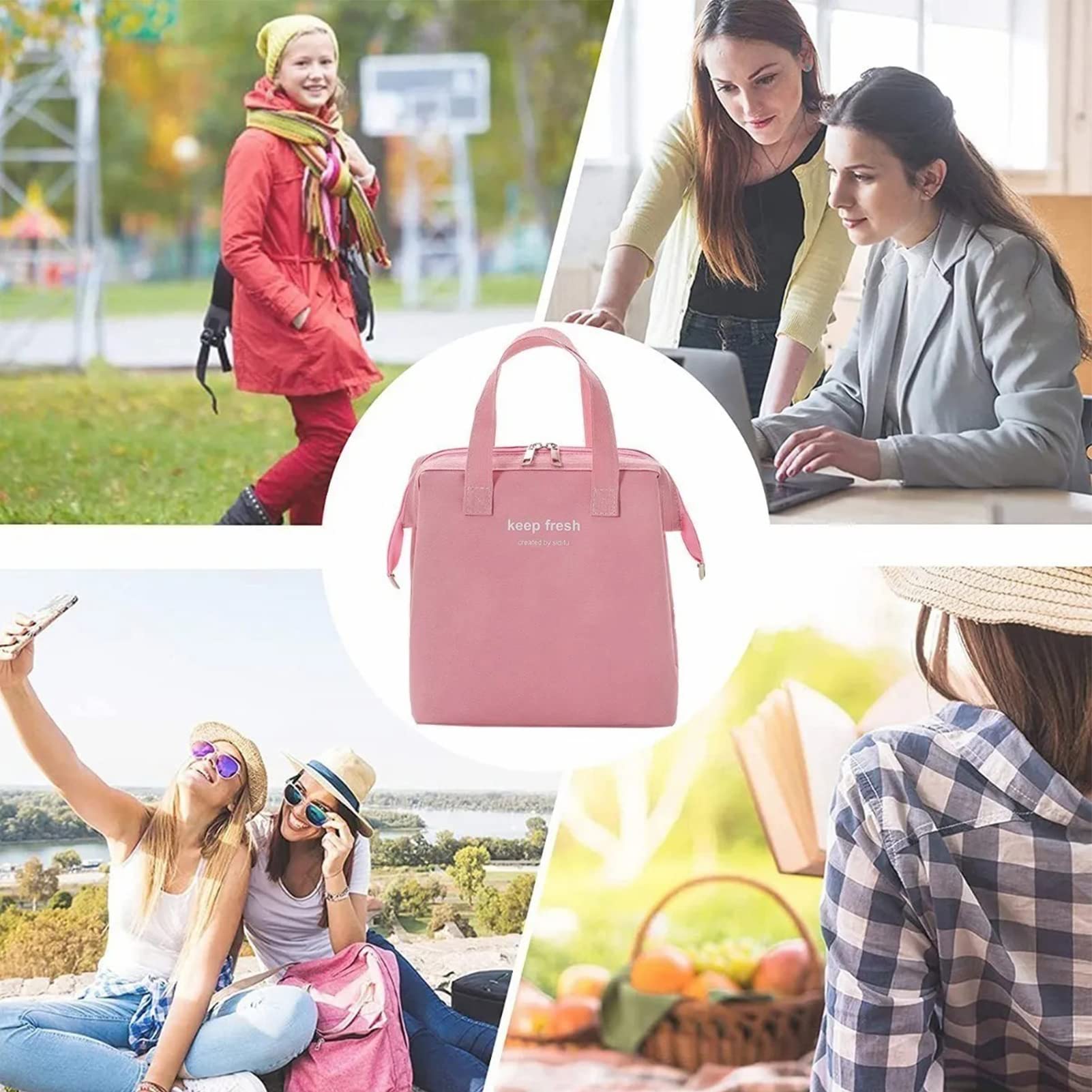 Tissting Sac Lunch Isotherme Rose Oxford 23x14x24 cm