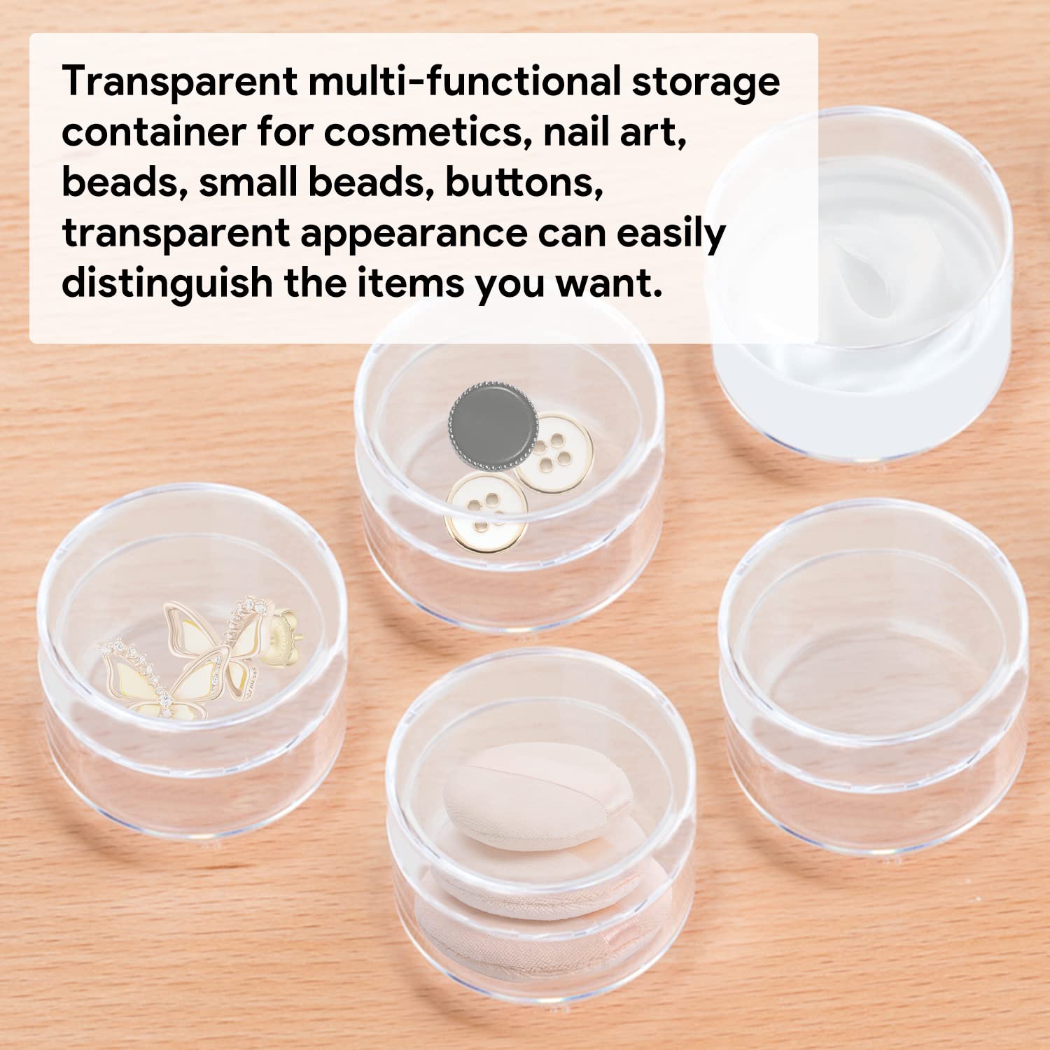 Tissting 100 Mini Pots Cosmétiques Plastique 2x2x1 cm