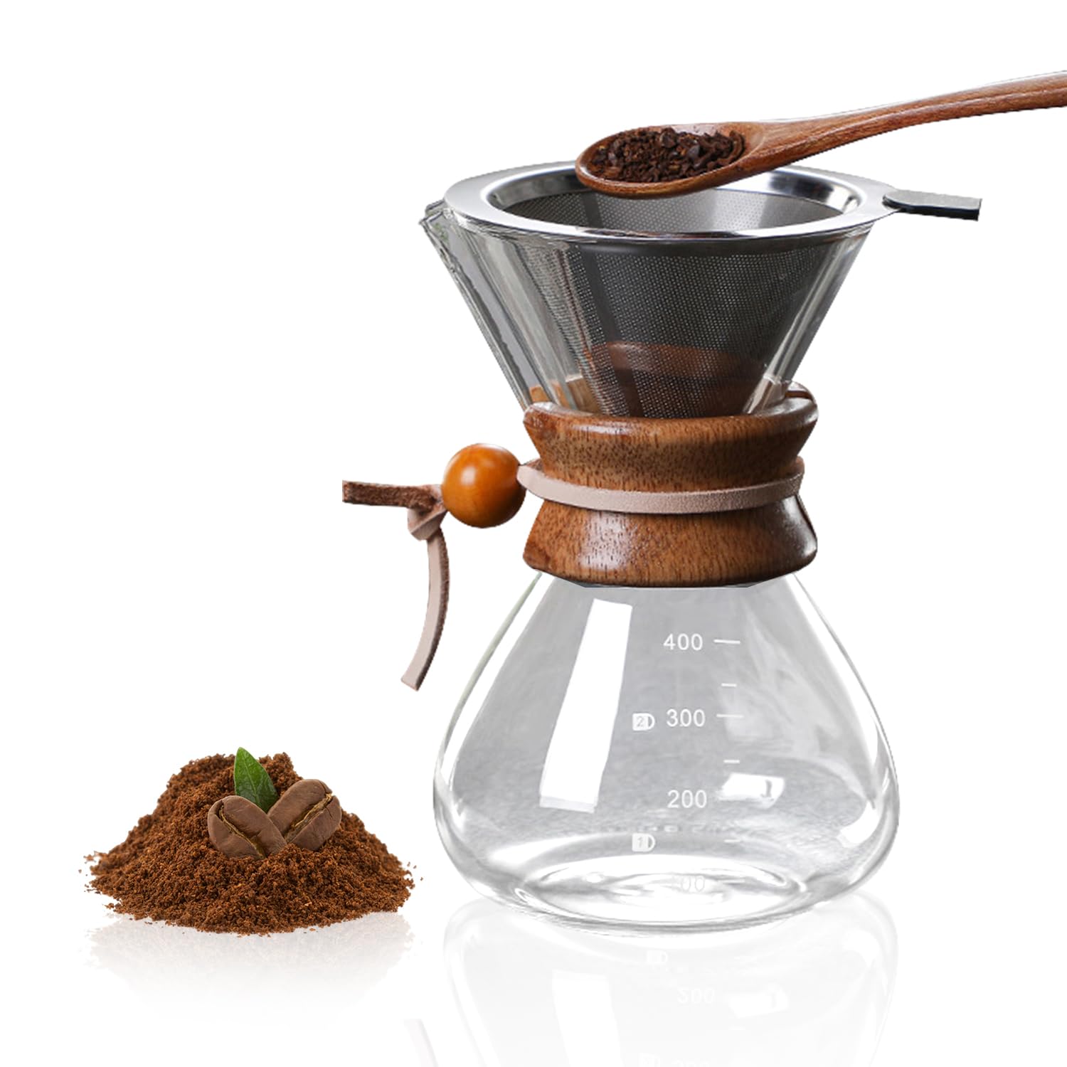 Tissting KITCHEN BATHROOM cafetière verre 400ml filtre inox