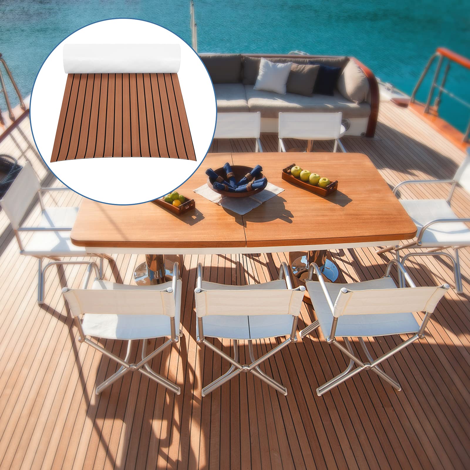Ejoyous Revêtement bateau tapis EVA imitation teck gris clair 240x90 cm