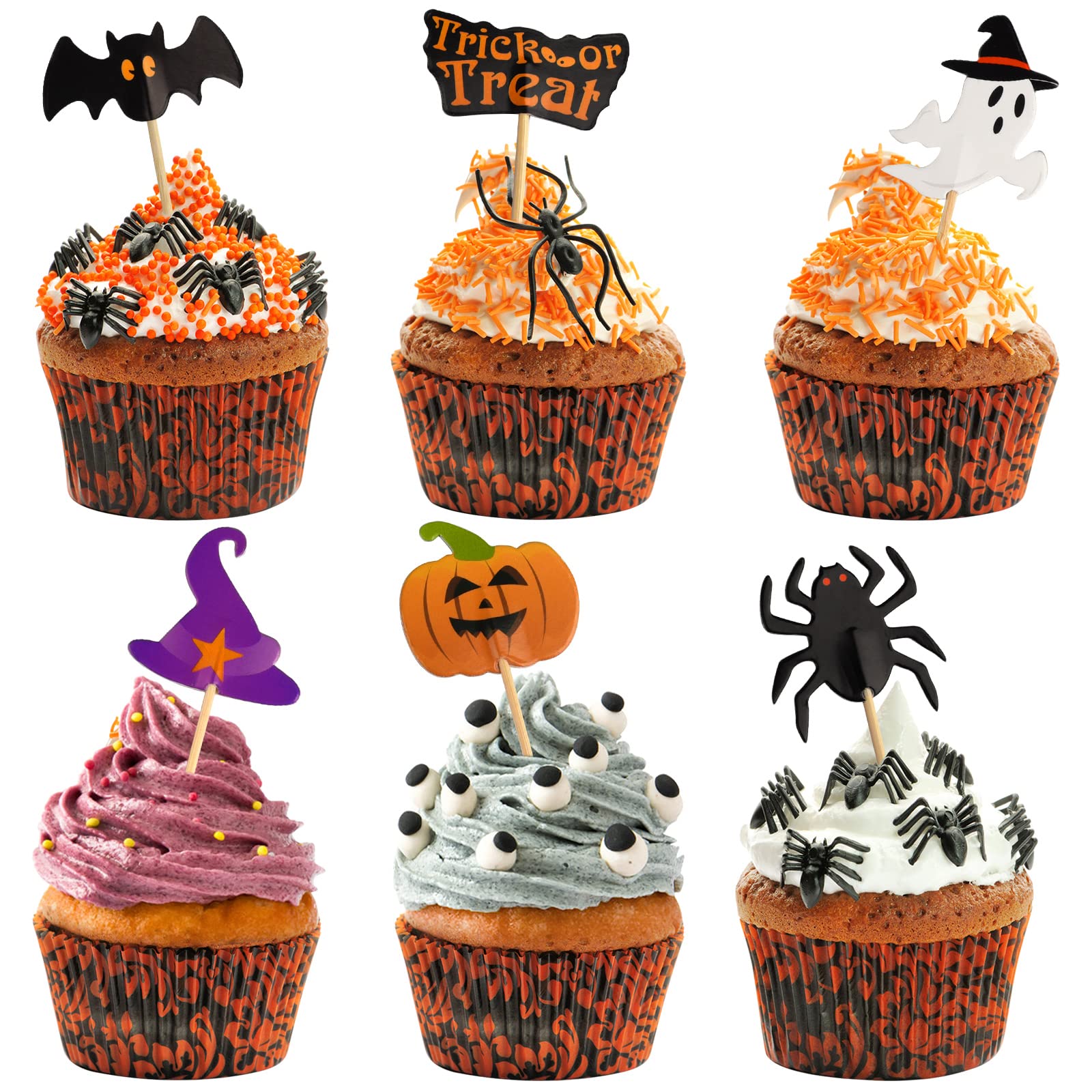 FEPITO Halloween cupcake topper cure-dent x60 décor