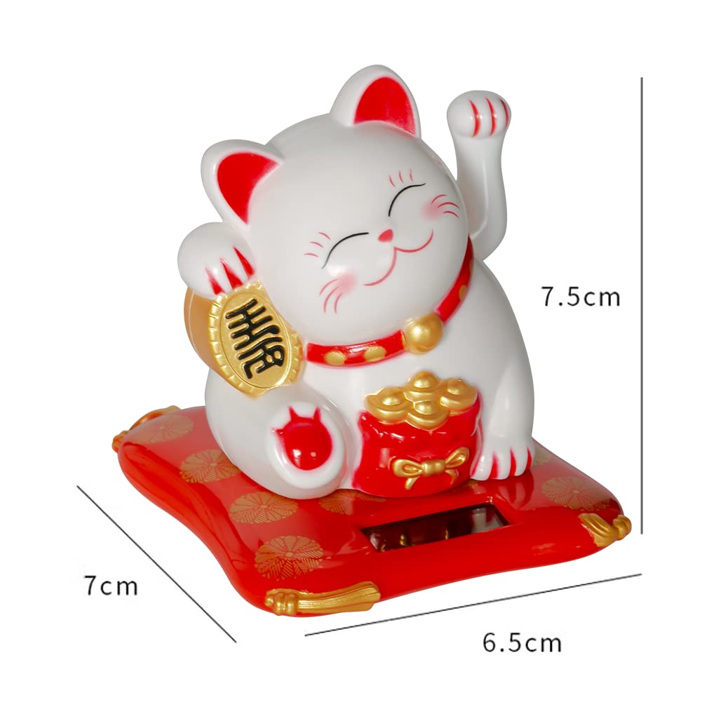 Jadeshay Articles Ménagers Maneki Neko chat solaire blanc