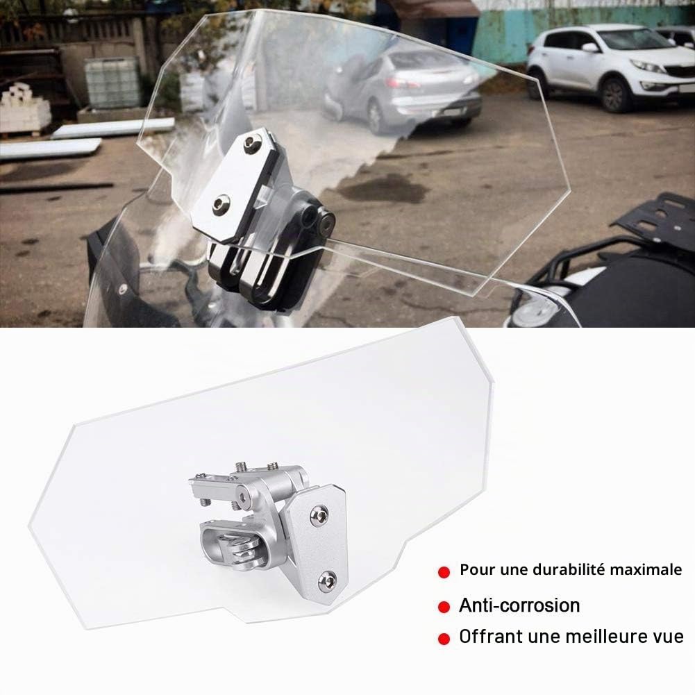 Ejoyous Pare-brise moto transparent réglable universel polycarbonate