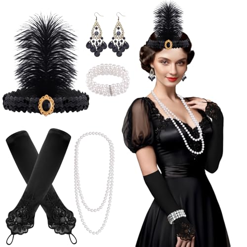 FEPITO Set Accessoires Années 20 Charleston Déguisement Femme