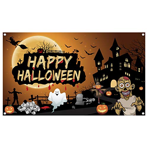 FEPITO Party Bannière Halloween 180x105 cm Tissu Citrouille