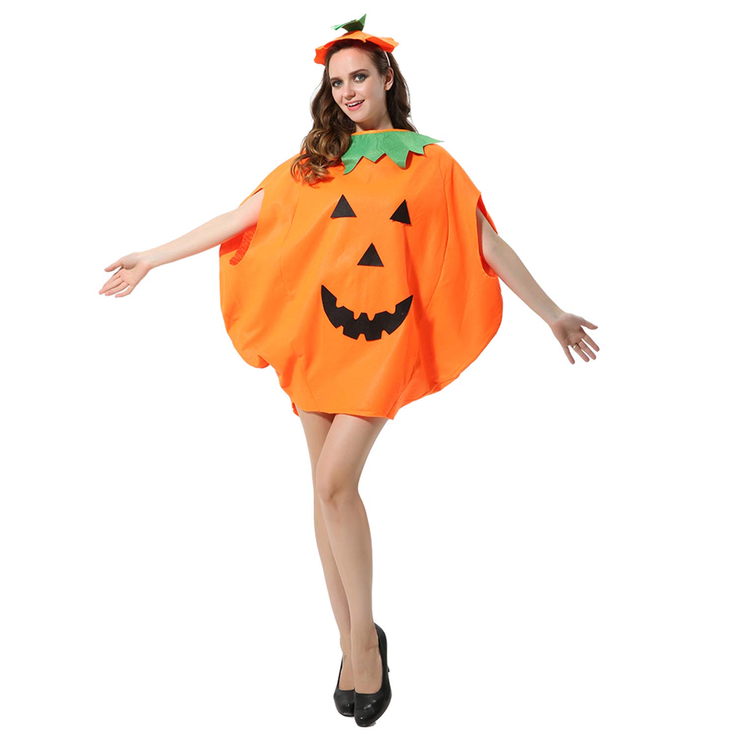 FEPITO Costume Citrouille Halloween Adulte 4 Pièces orange