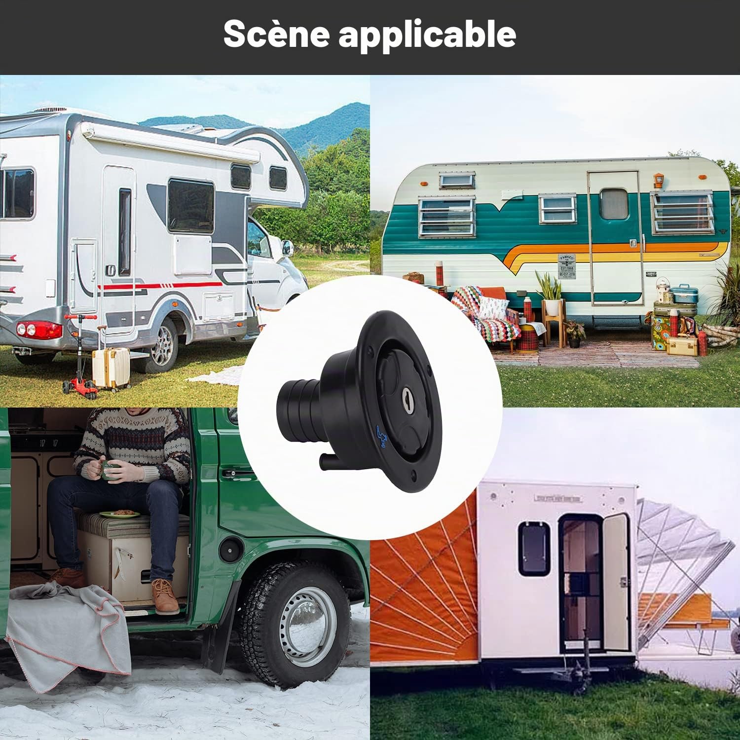 Tissting Bouchon eau camping-car noir 110 mm