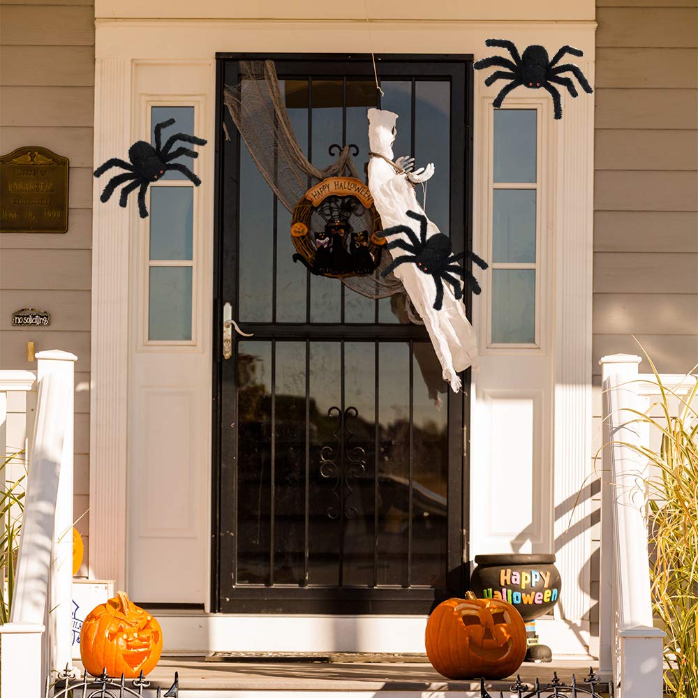 FEPITO Party Decorations araignée Halloween noire 30cm lot 2