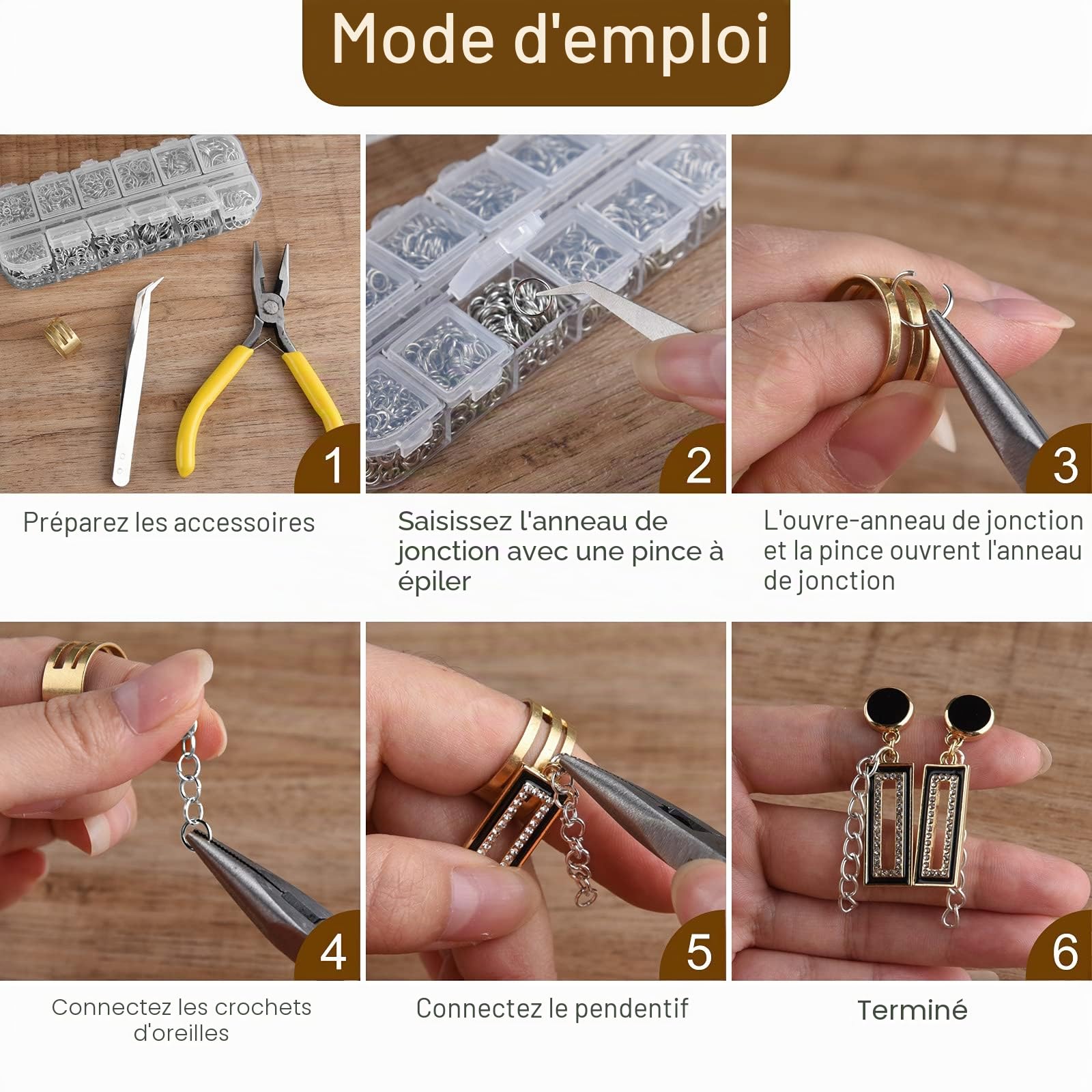 FEPITO Arts & Crafts Supplies kit bijoux argent 1540 pièces