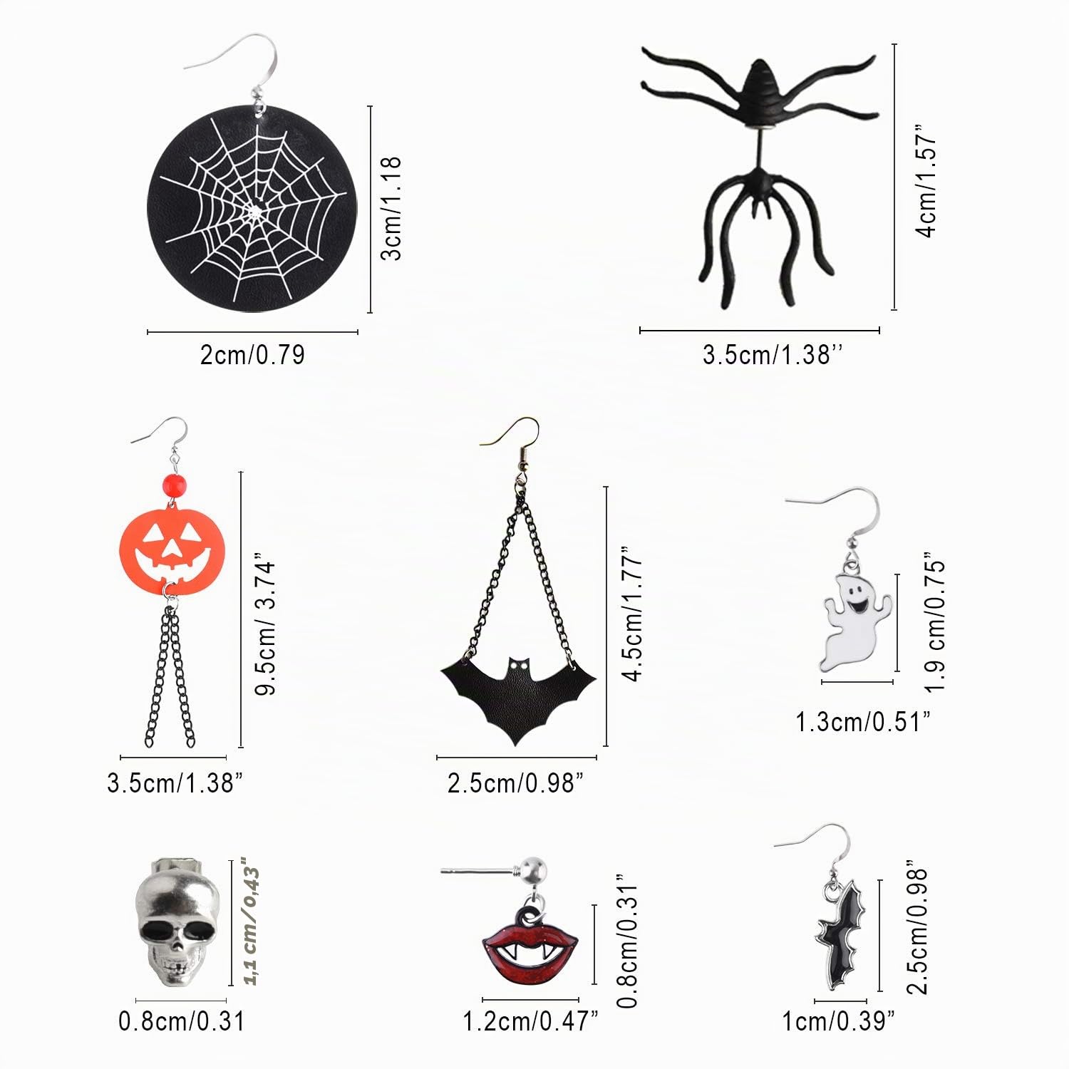 FEPITO Apparel & Costume Accessories boucles d'oreilles Halloween 8 paires