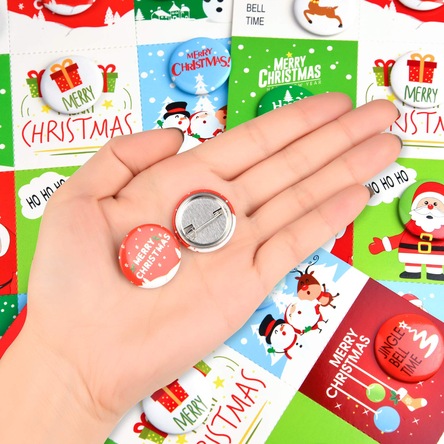 FEPITO Joyeux Noël Badges Boutons + Cartes Lot 36