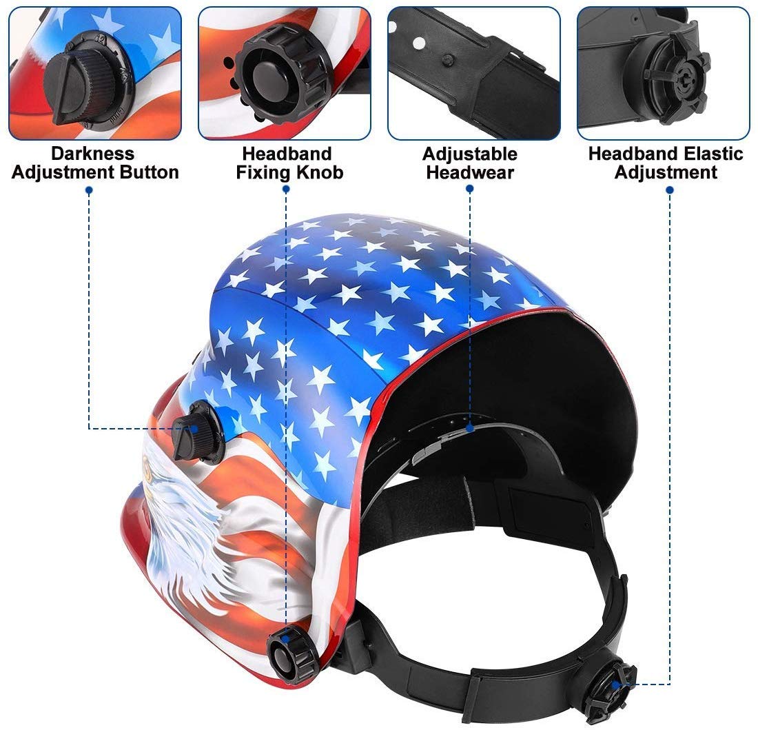 Ejoyous Home Improvement Tool casque de soudage auto 4/9-13 rouge bleu