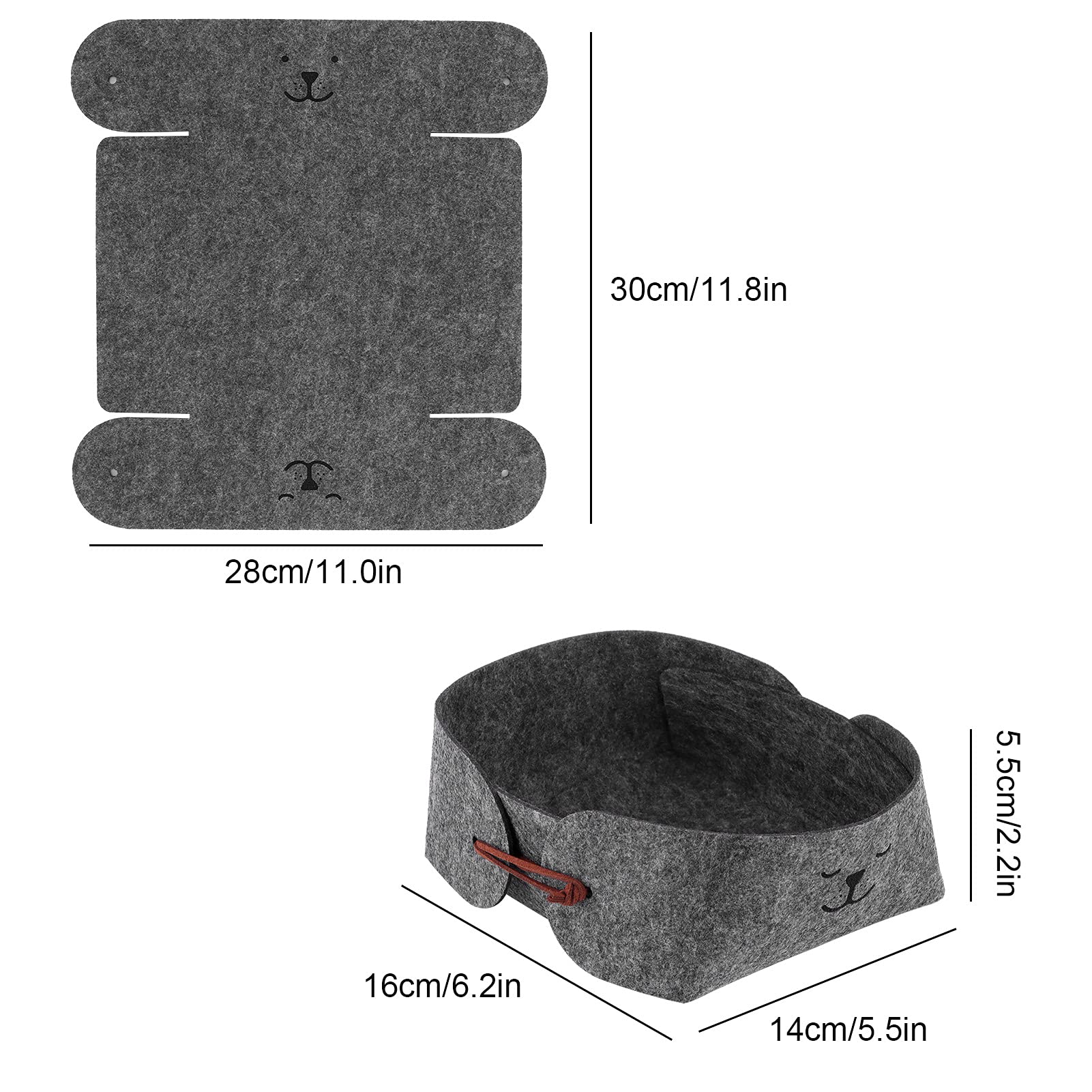 Tissting Boîte rangement feutre pliable lot de 3 petite
