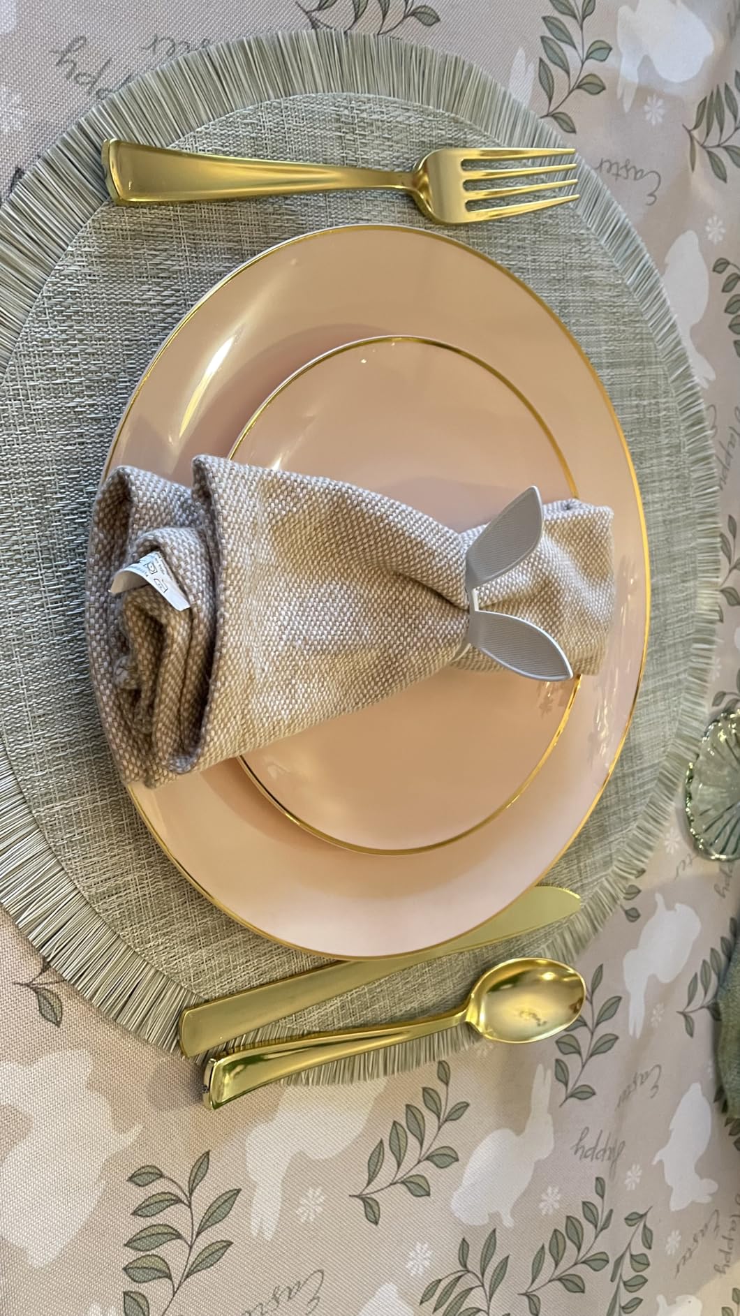 FEPITO Party Decorations ronds serviette lapin blanc x12