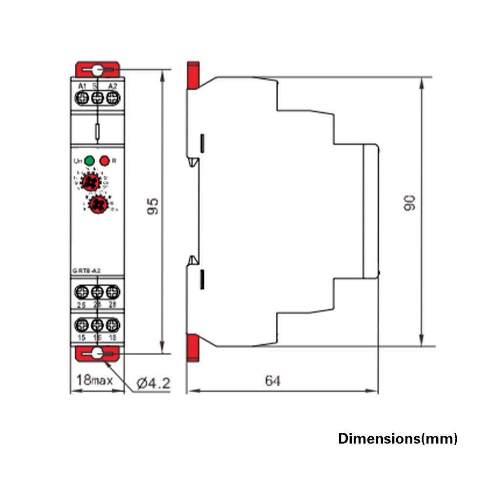 Jadeshay Installation Électrique GRT8-B1 relais temporisé rail DIN 12-240V